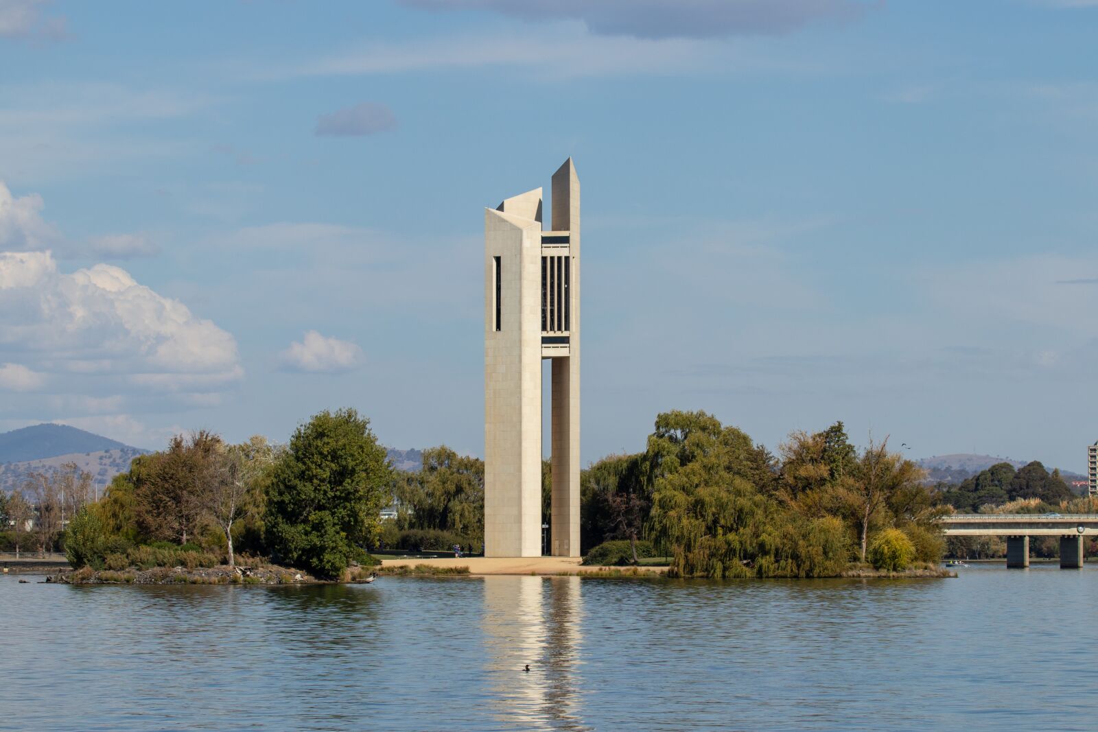 Canon EF 100-400mm F4.5-5.6L IS USM sample photo. National carillon, canberra, water photography