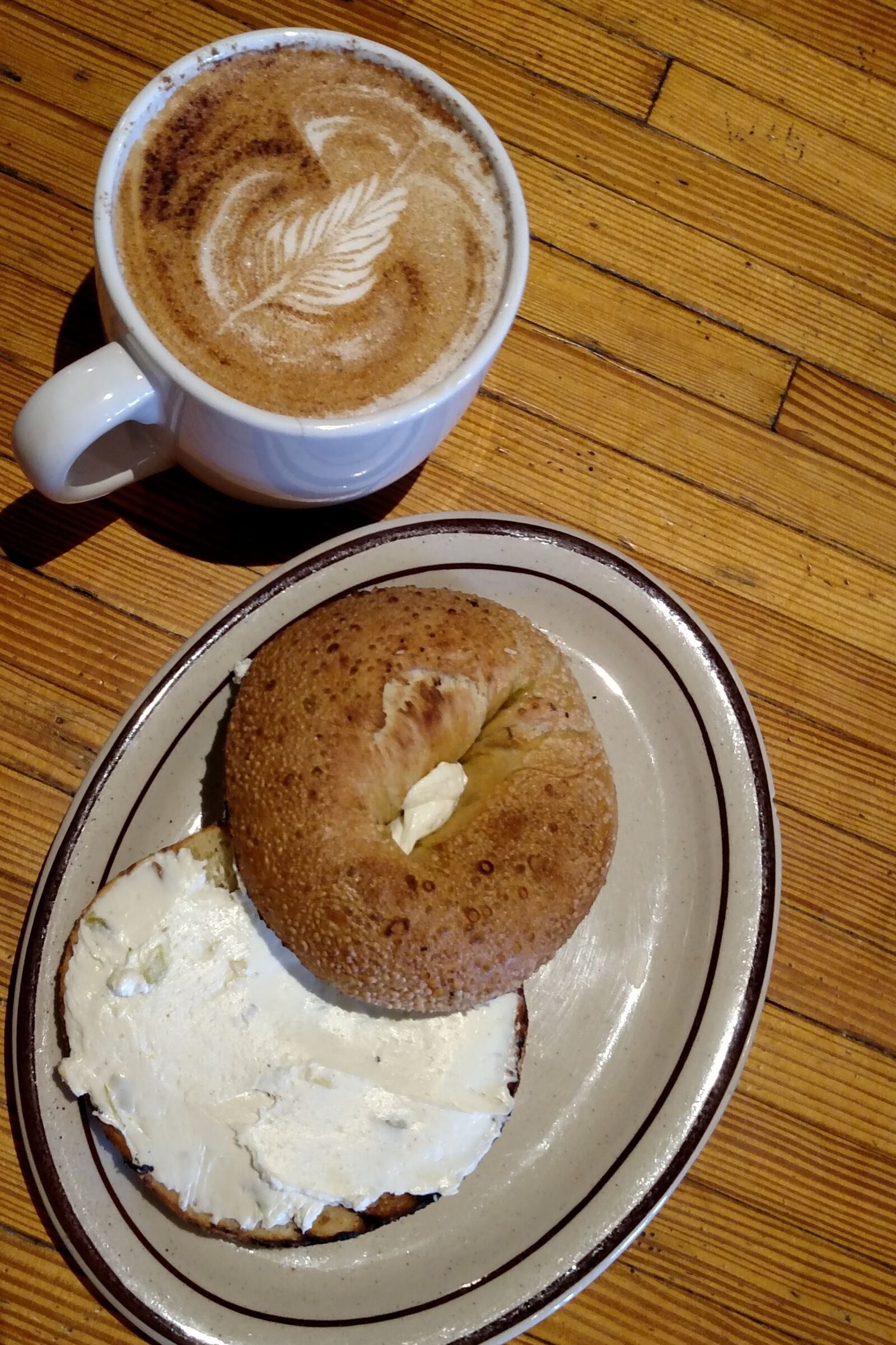 Motorola Droid Turbo sample photo. Coffee, bagel, cream cheese photography