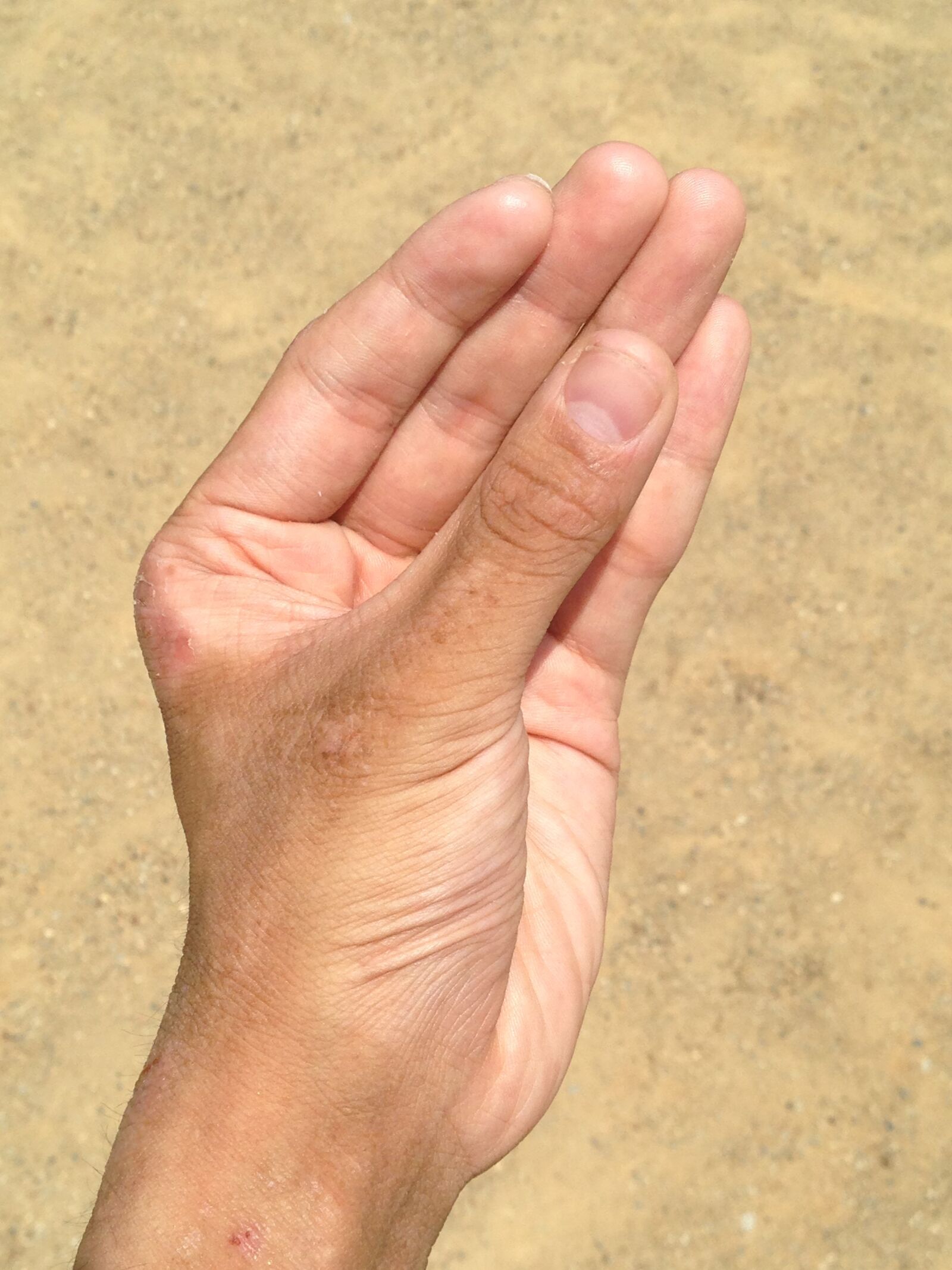 iPhone 5 back camera 4.12mm f/2.4 sample photo. Hand, nail, sand photography