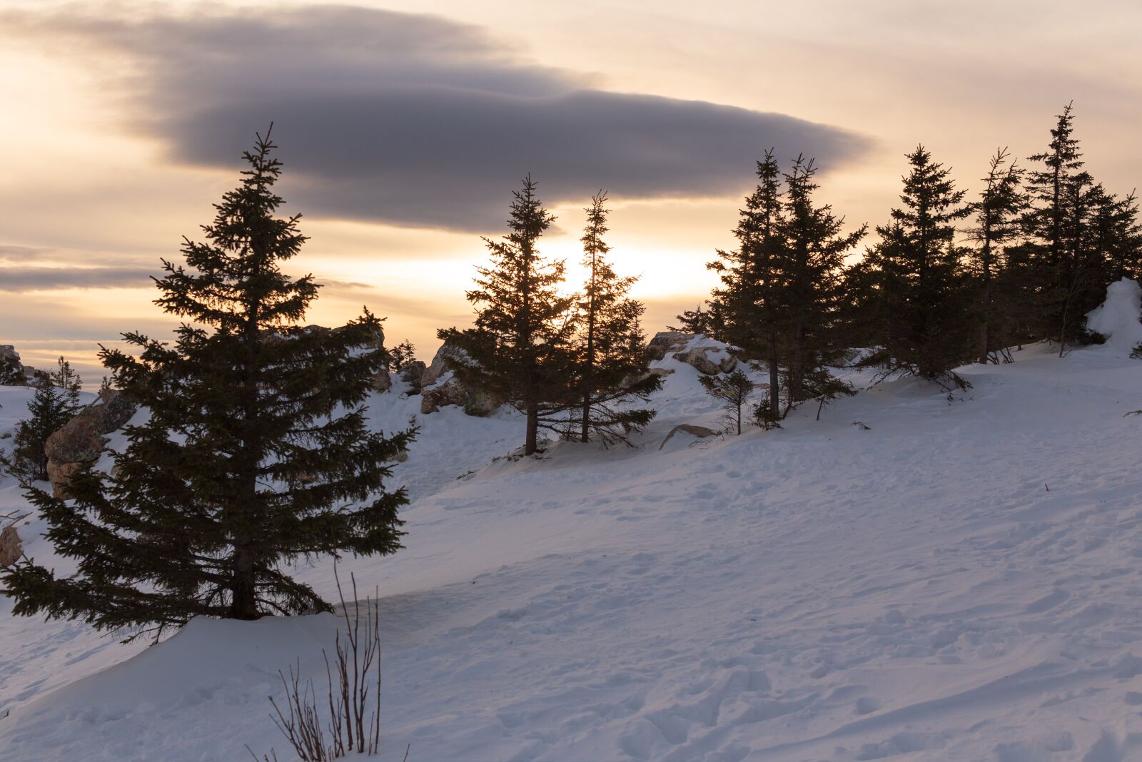 Canon EOS 6D sample photo. Sunset, mountain, snow photography