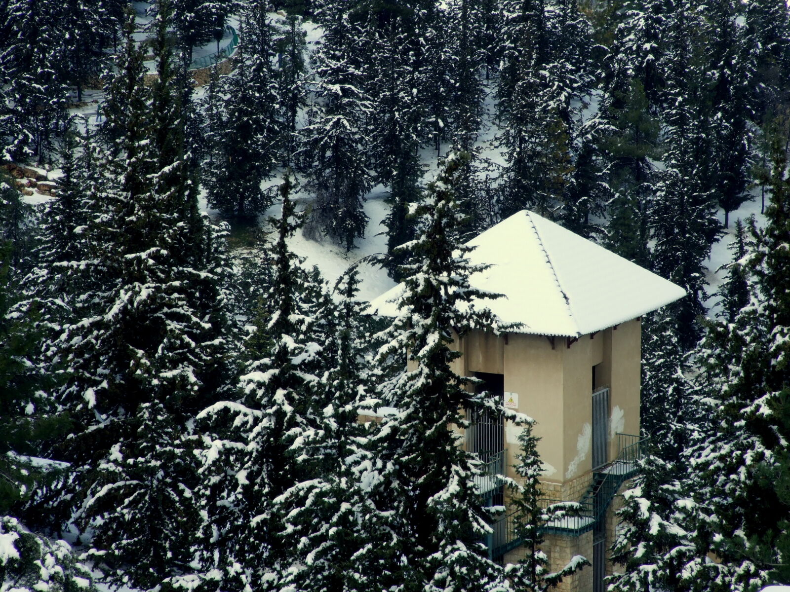 Fujifilm FinePix S6500fd sample photo. Building, snow, trees photography