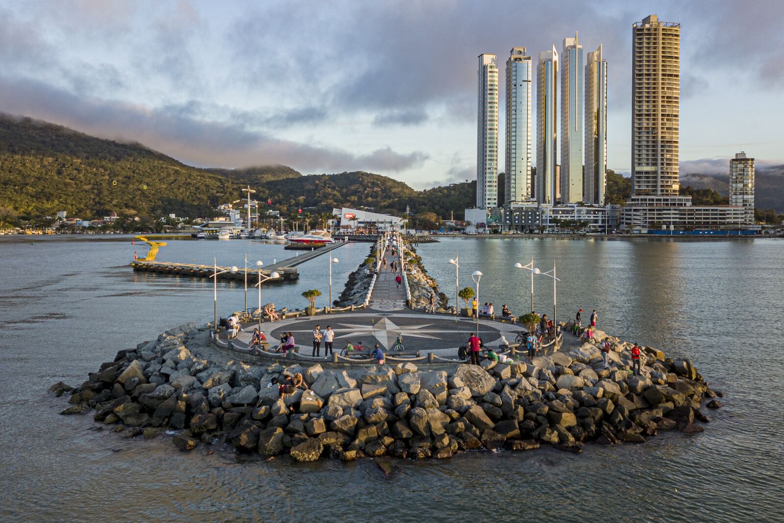 DJI FC220 sample photo. City, breakwater, ocean photography