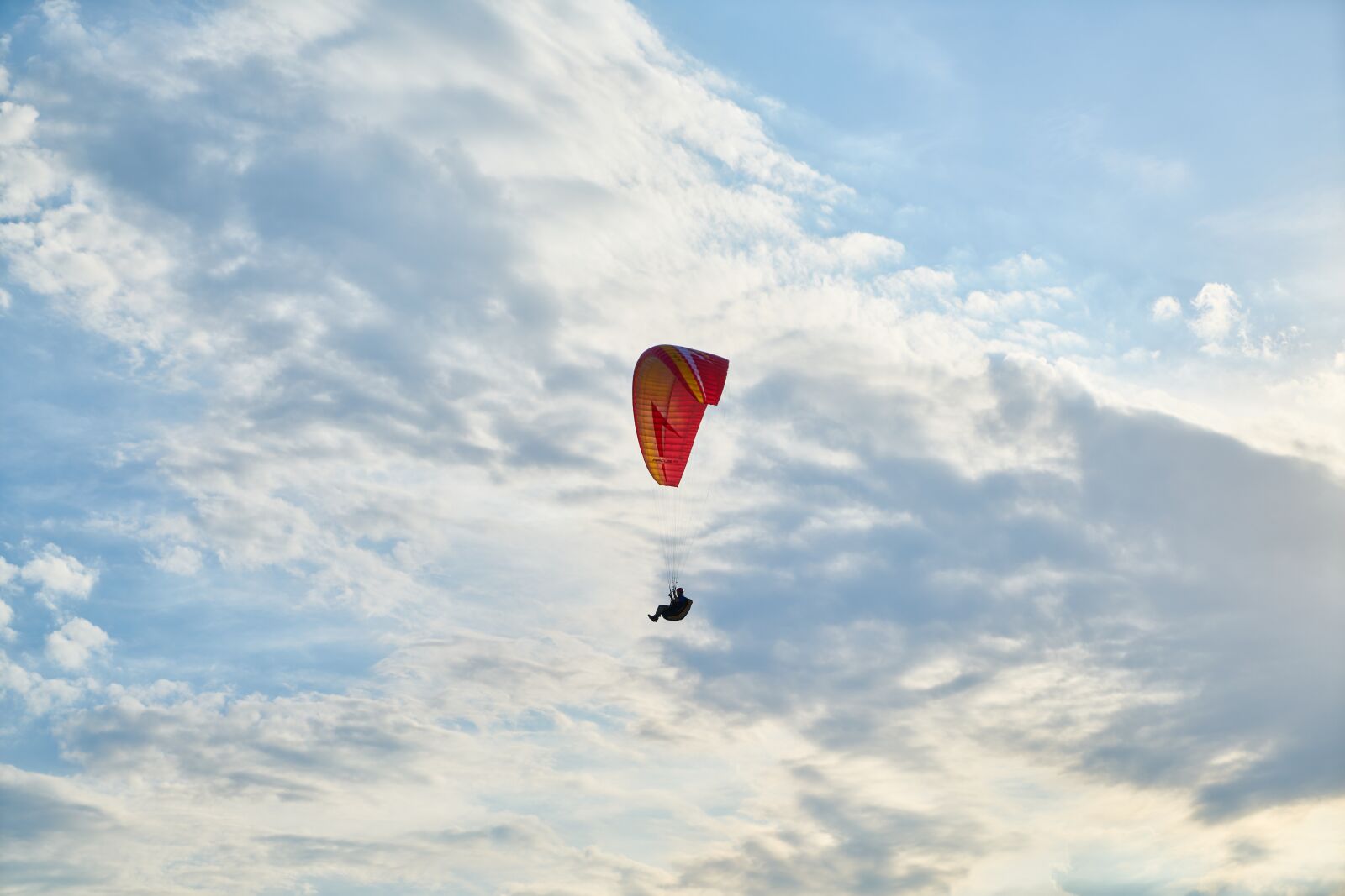 Sony a7R II sample photo. Parachute, fly, blue photography