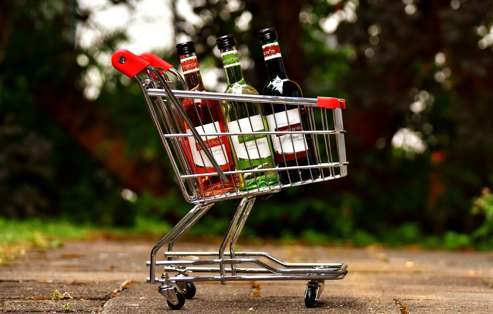 Nikon D7200 sample photo. Shopping cart, wine bottles photography