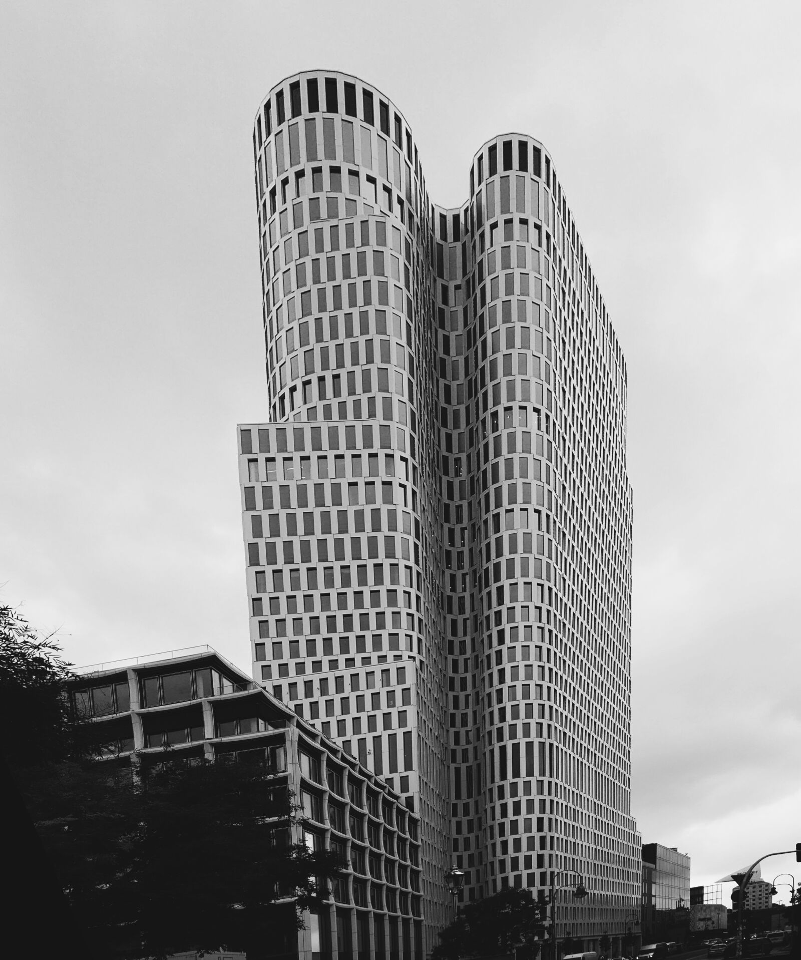 OnePlus A3003 sample photo. High, rise, building, grayscale photography