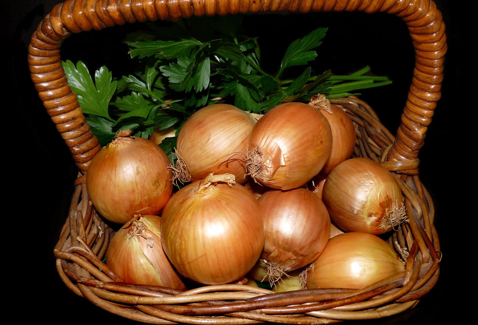 Panasonic Lumix DMC-FZ28 sample photo. Onions, basket, vegetables photography