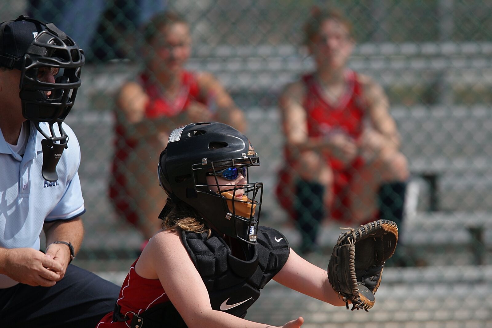 Canon EOS 20D sample photo. Softball, catcher, glove photography