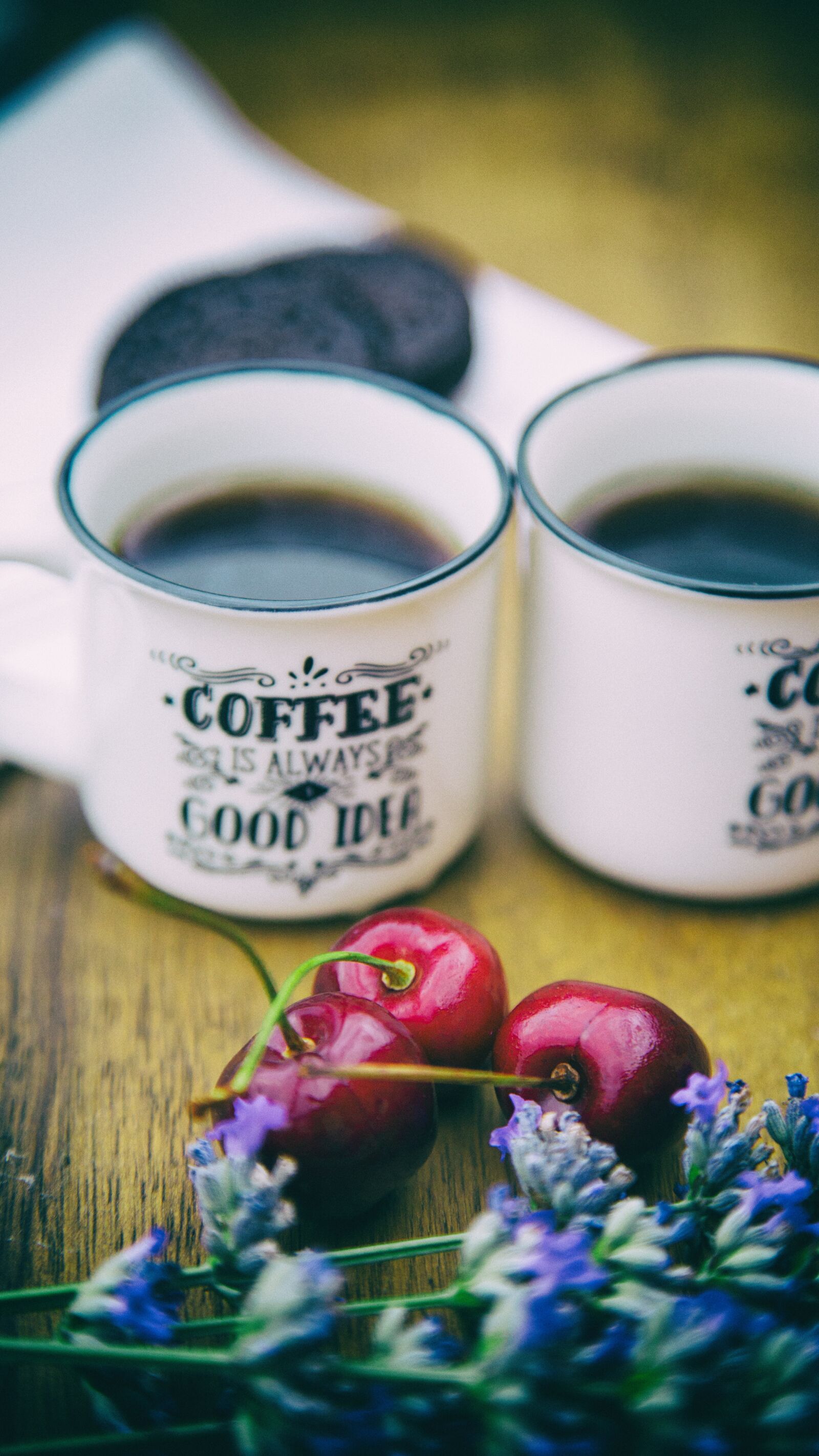 Canon EF 24-105mm F4L IS USM sample photo. Coffee, cups, cherries photography