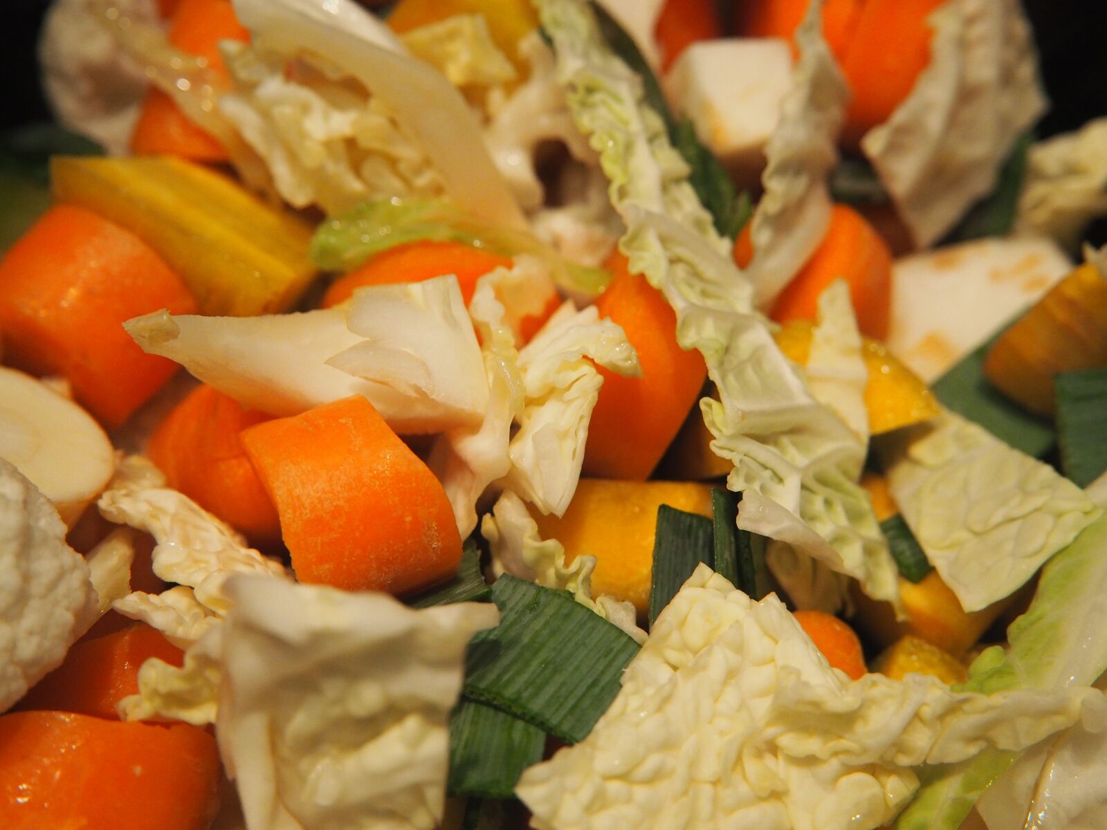 Olympus OM-D E-M10 sample photo. Vegetables, vegetable soup, carrots photography