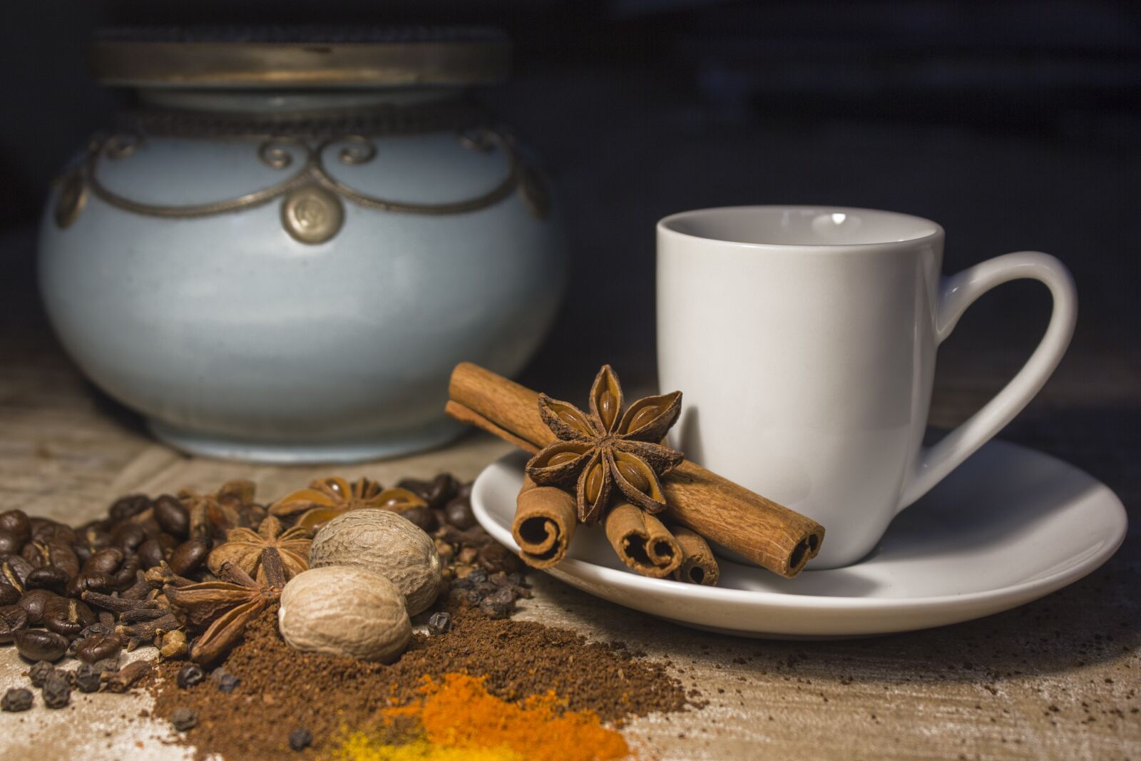 Canon EF-S 18-55mm F3.5-5.6 IS sample photo. Coffee cup, cup, spice photography