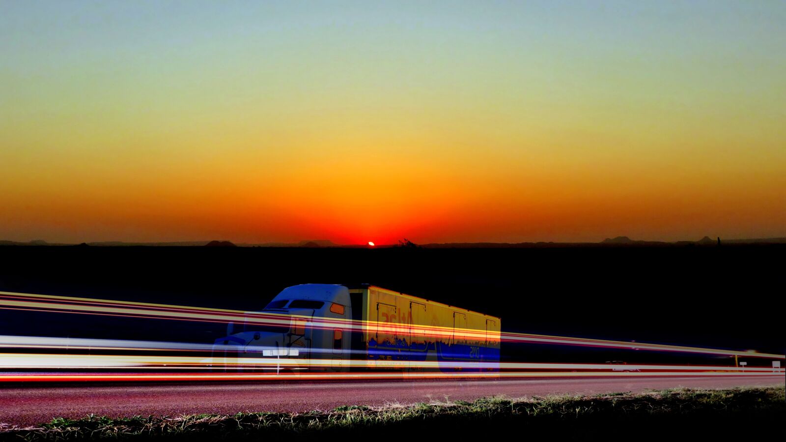 Panasonic Lumix DMC-FZ200 sample photo. Truck, sunset, transport photography