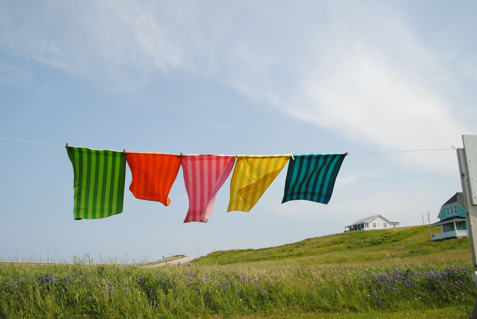 Nikon D3000 sample photo. Towels in breeze, cabot photography