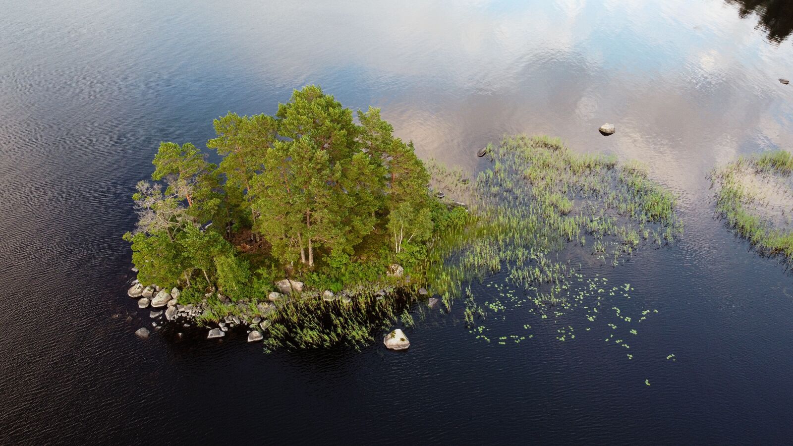 DJI FC7203 sample photo. Aerial view, lake, island photography