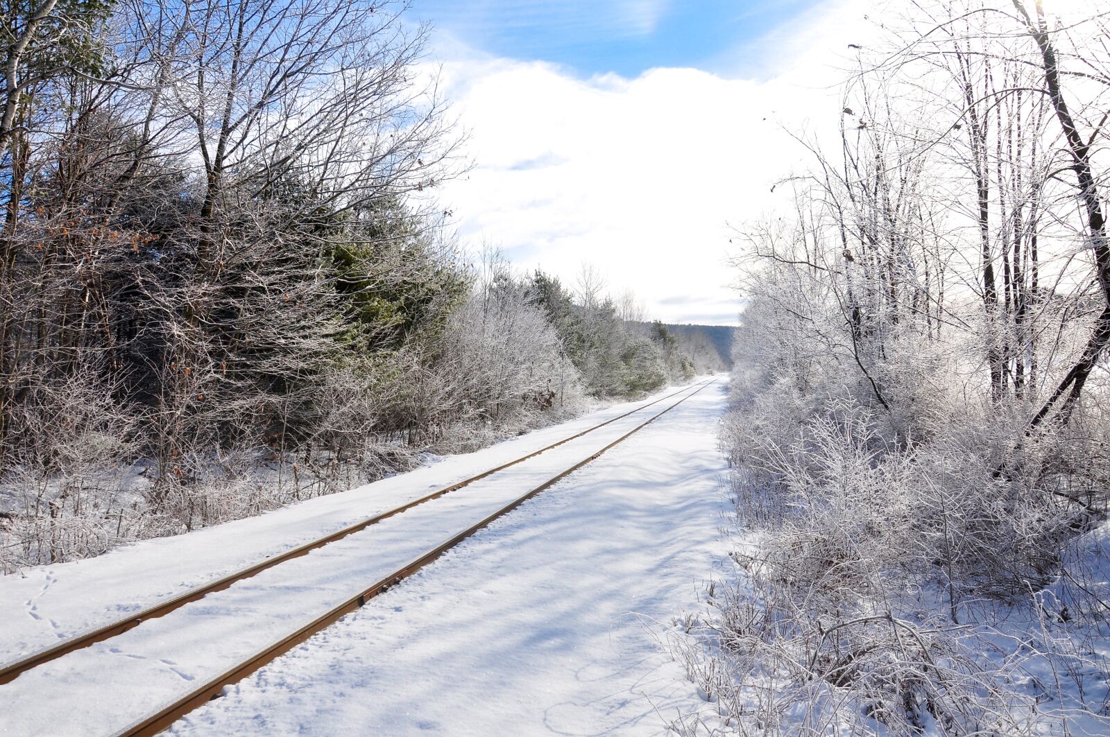 Nikon D90 sample photo. Railroad tracks, snow, winter photography