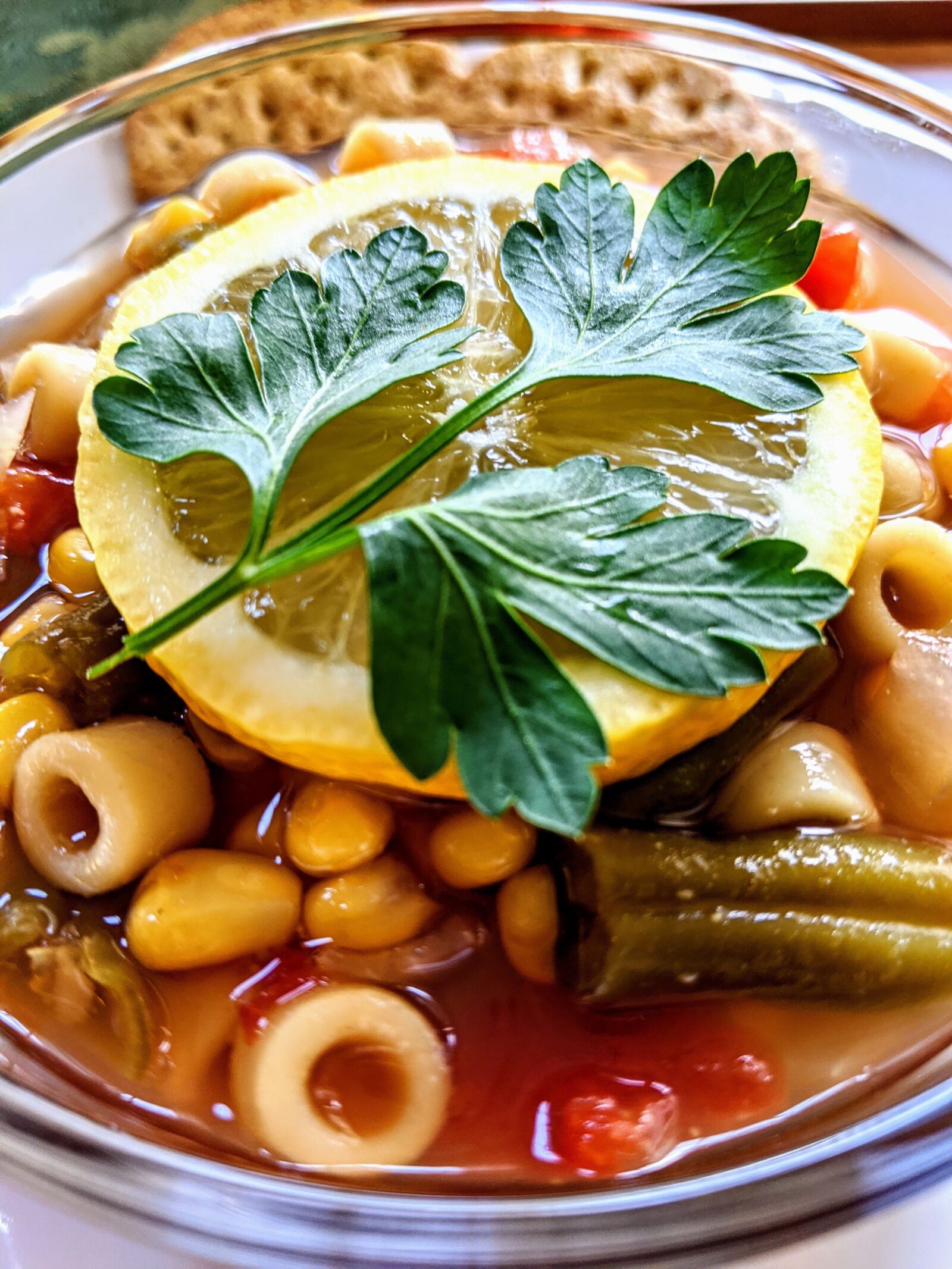Google Pixel 3 XL sample photo. Soup, vegetable soup, minestrone photography
