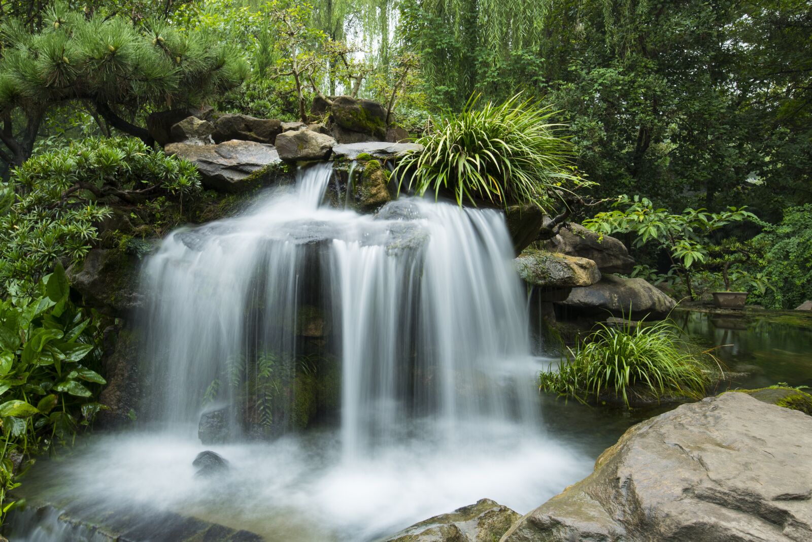 Nikon D810 sample photo. Chinese, garden, waterfall photography