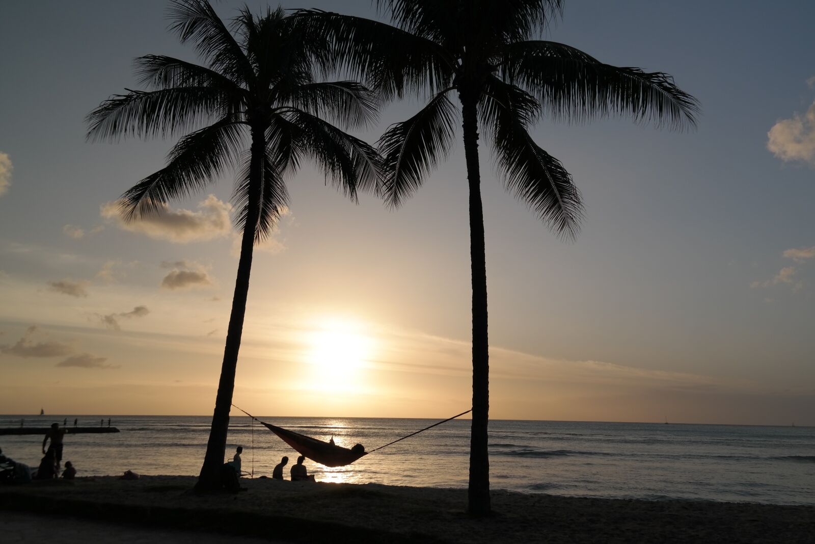 Samsung NX300 sample photo. Palm trees, hammock, sunset photography