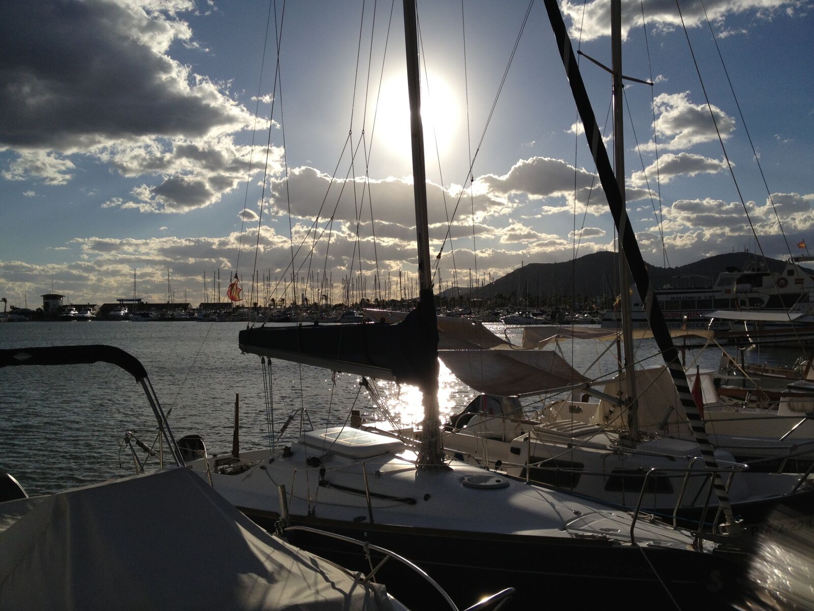 Apple iPhone 4S sample photo. Alcudia harbor, twilight, sailing photography