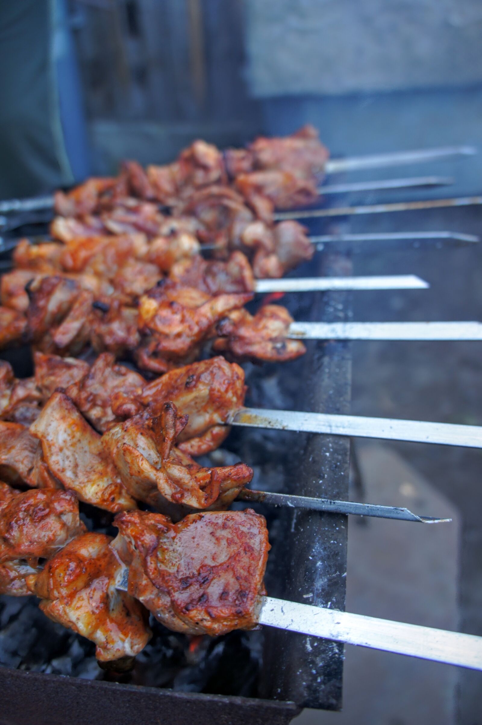 Sony Alpha NEX-5 + Sony E 18-55mm F3.5-5.6 OSS sample photo. Chicken, meat, fleischspiesse photography