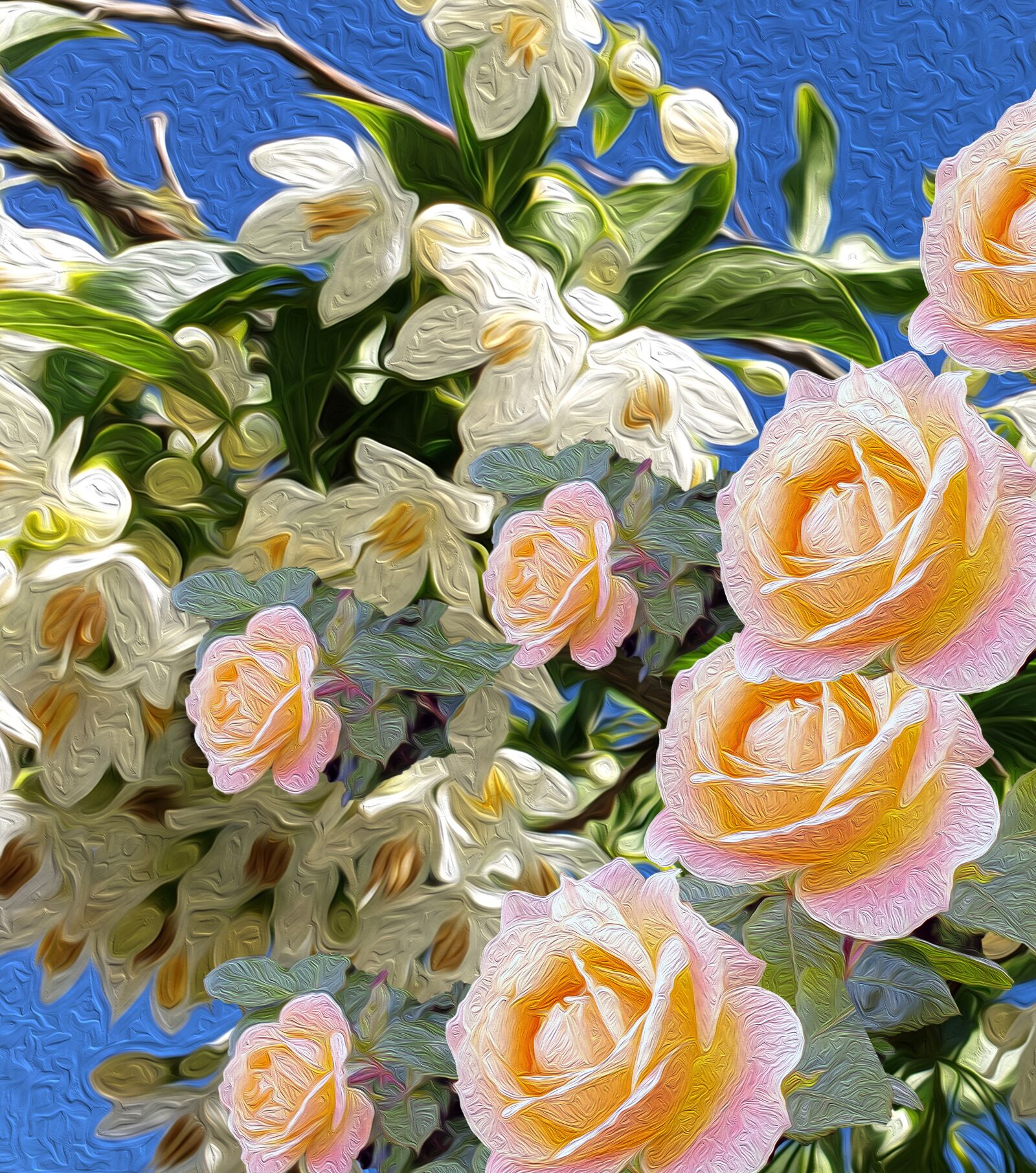 Samsung Galaxy Note9 sample photo. Painting, pink roses, white photography