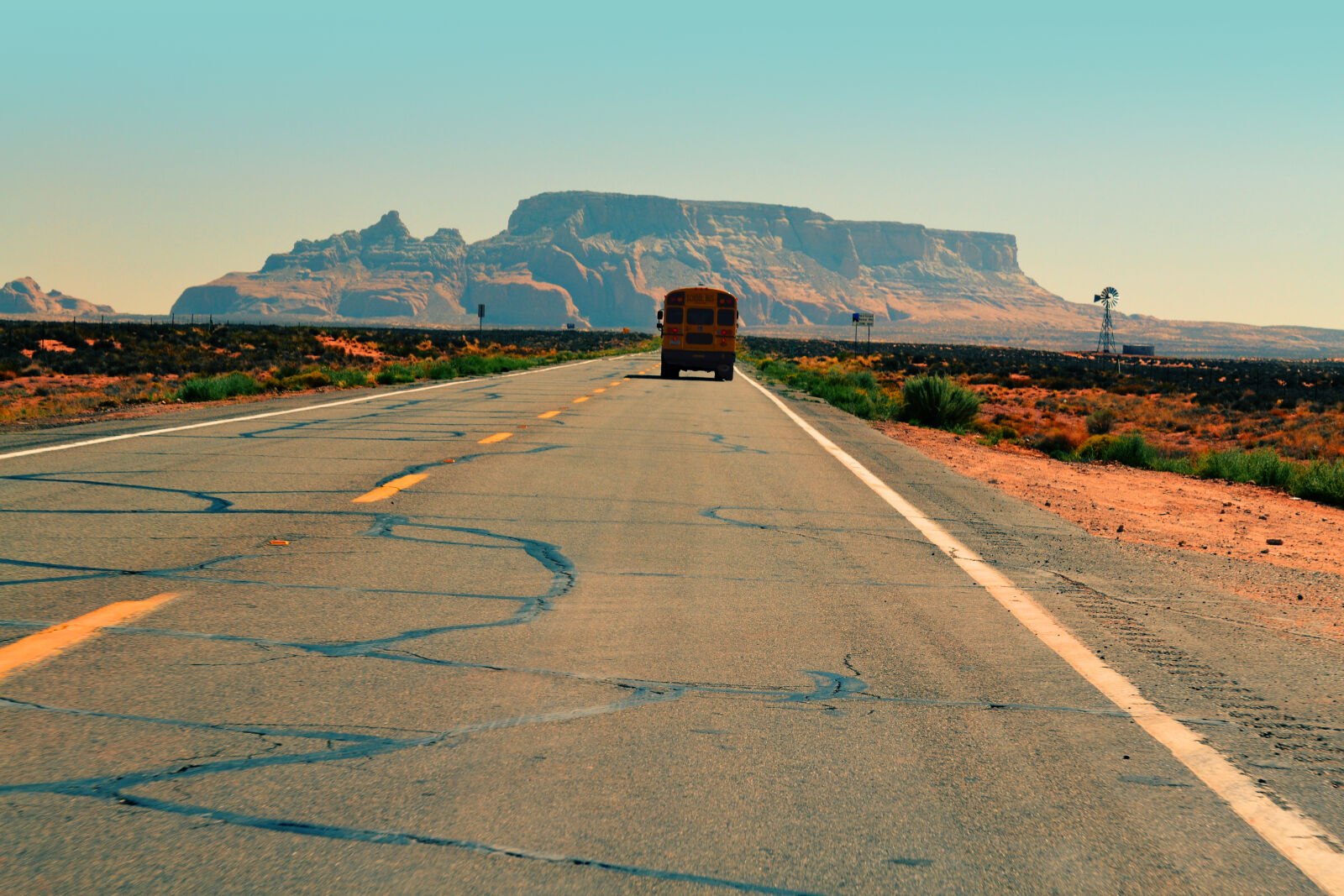 Nikon D3100 sample photo. Asphalt, bus, desert, road photography