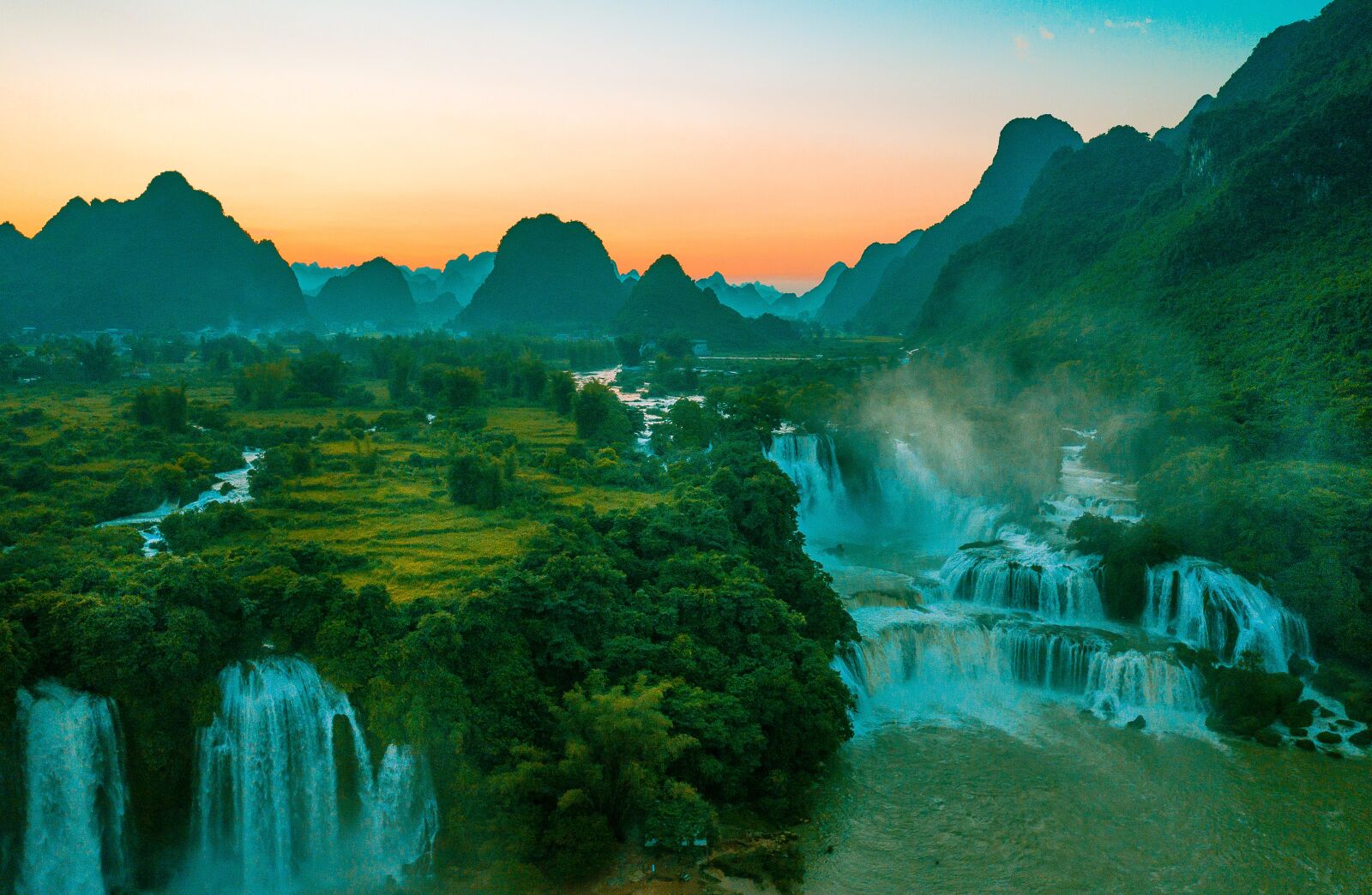 Hasselblad L1D-20c sample photo. Detian, sunset, the waterfall photography