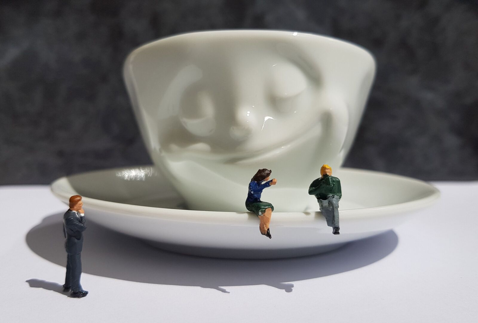 Samsung Galaxy S8+ sample photo. Espresso, cup, miniature figures photography