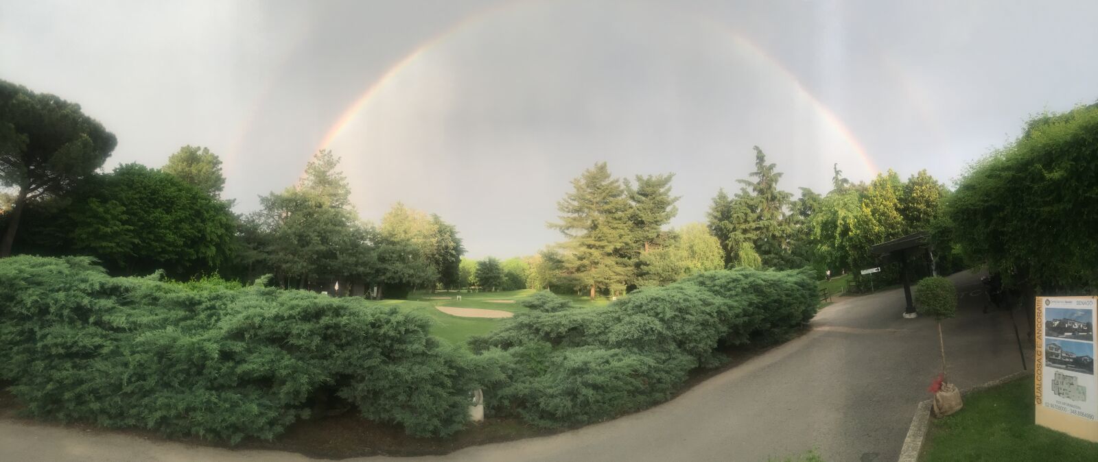 Apple iPhone 6s sample photo. Greenclub, rainbow, rain photography