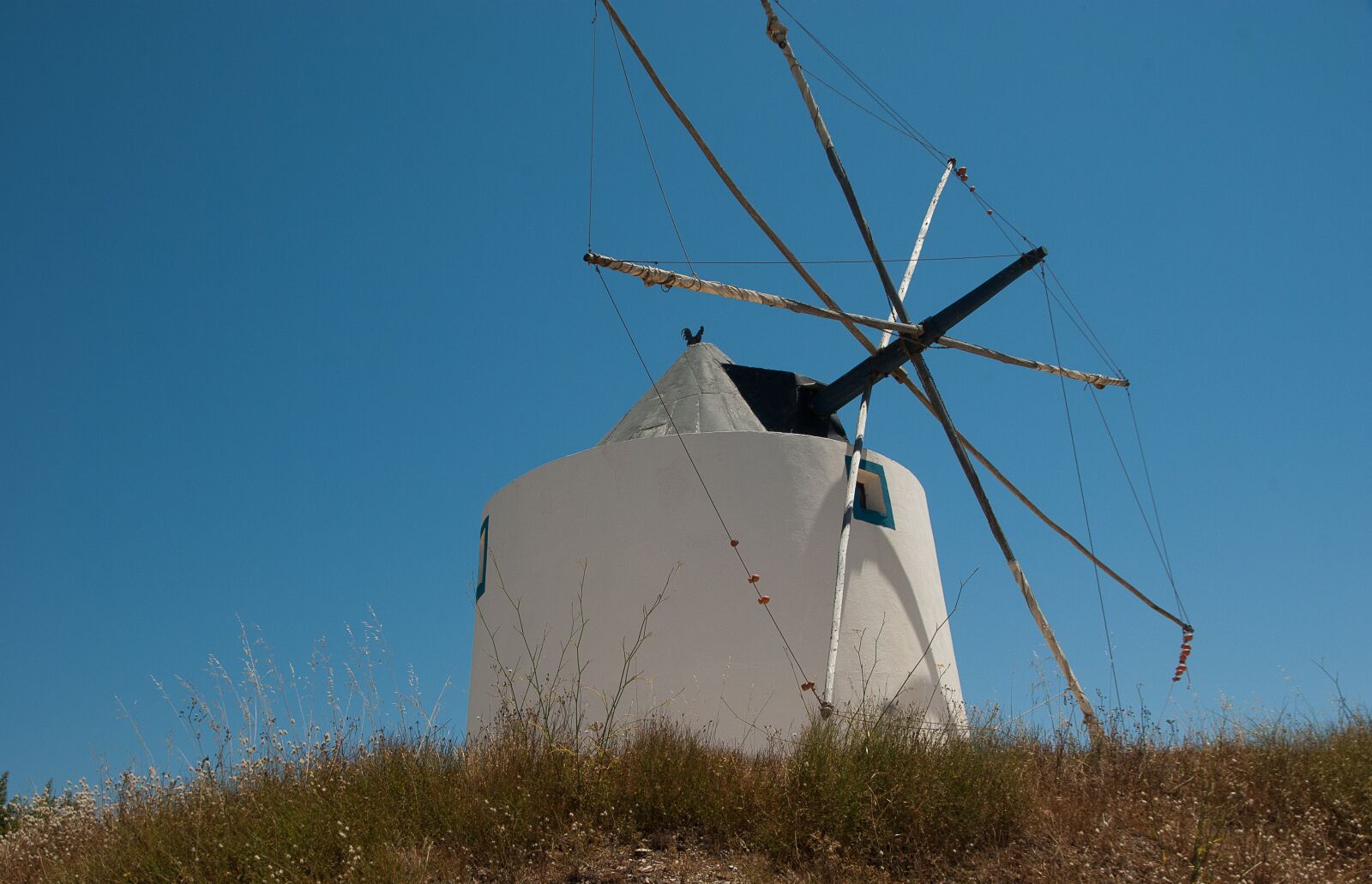 Pentax K10D sample photo. Portugal, windmills, wings photography