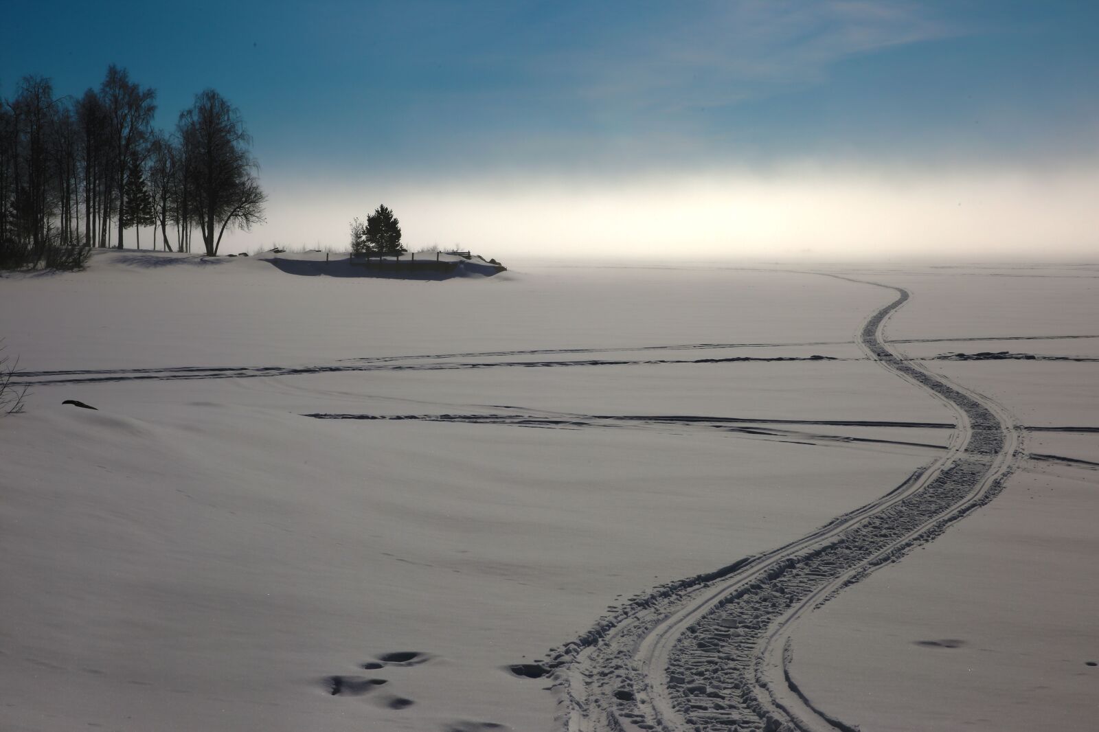 Canon EOS 6D sample photo. Kalix, snowmobile tracks, mist photography