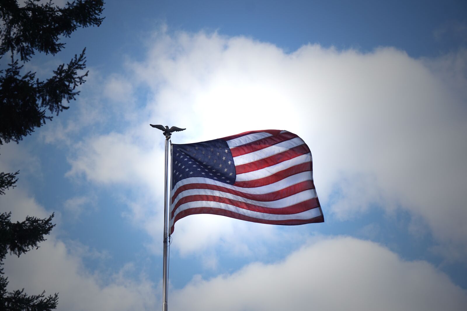 Sony a6000 sample photo. Flag, sky, patriotic photography