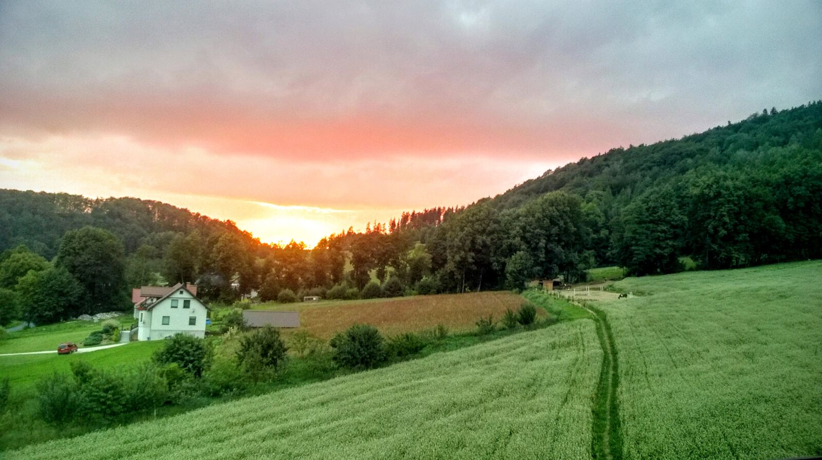 Nokia Lumia 735 sample photo. Clouds, farm, forest, sunset photography