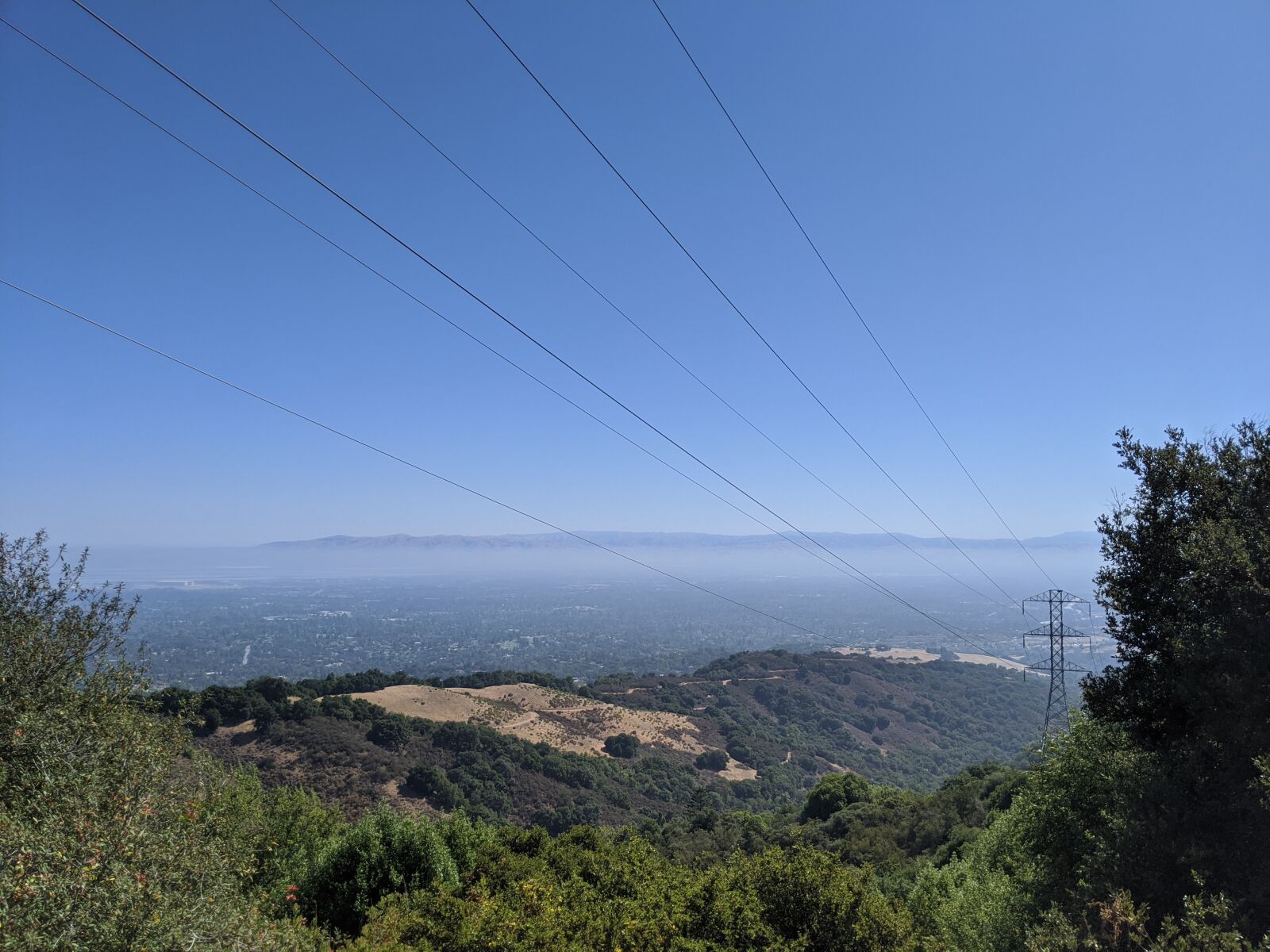 Google Pixel 3 sample photo. Powerlines, mountain, hiking photography