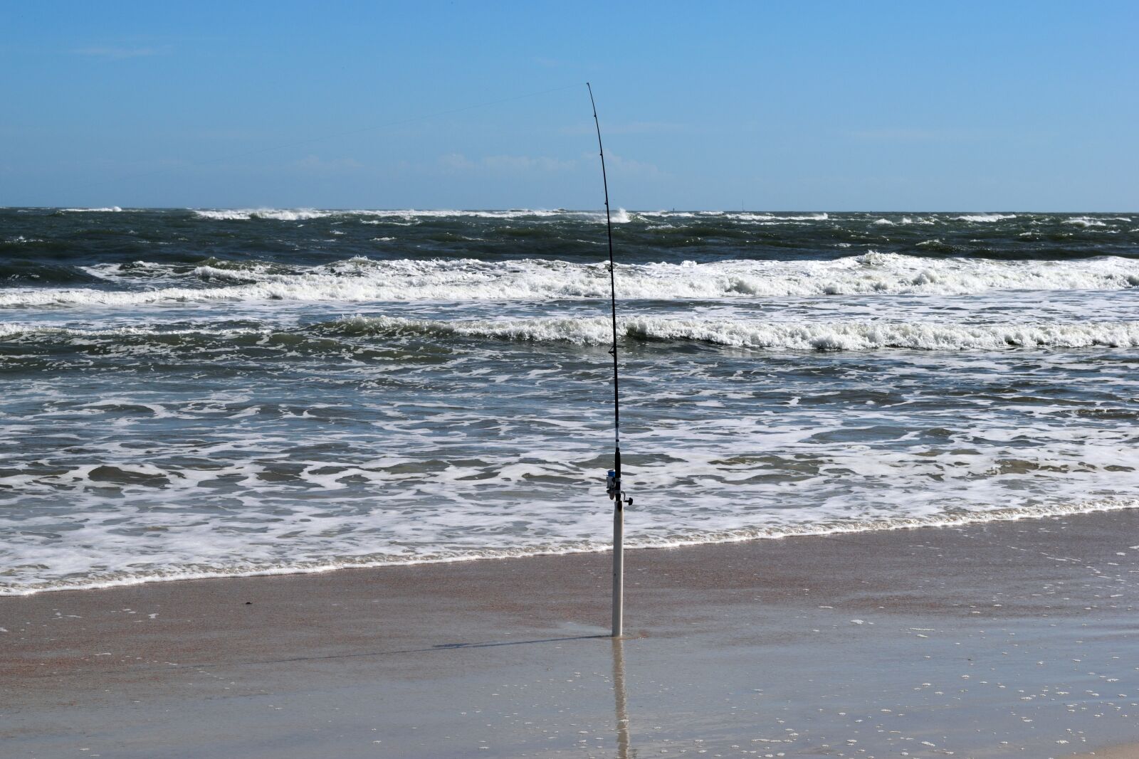 Nikon D3300 sample photo. Fishing pole, beach, ocean photography