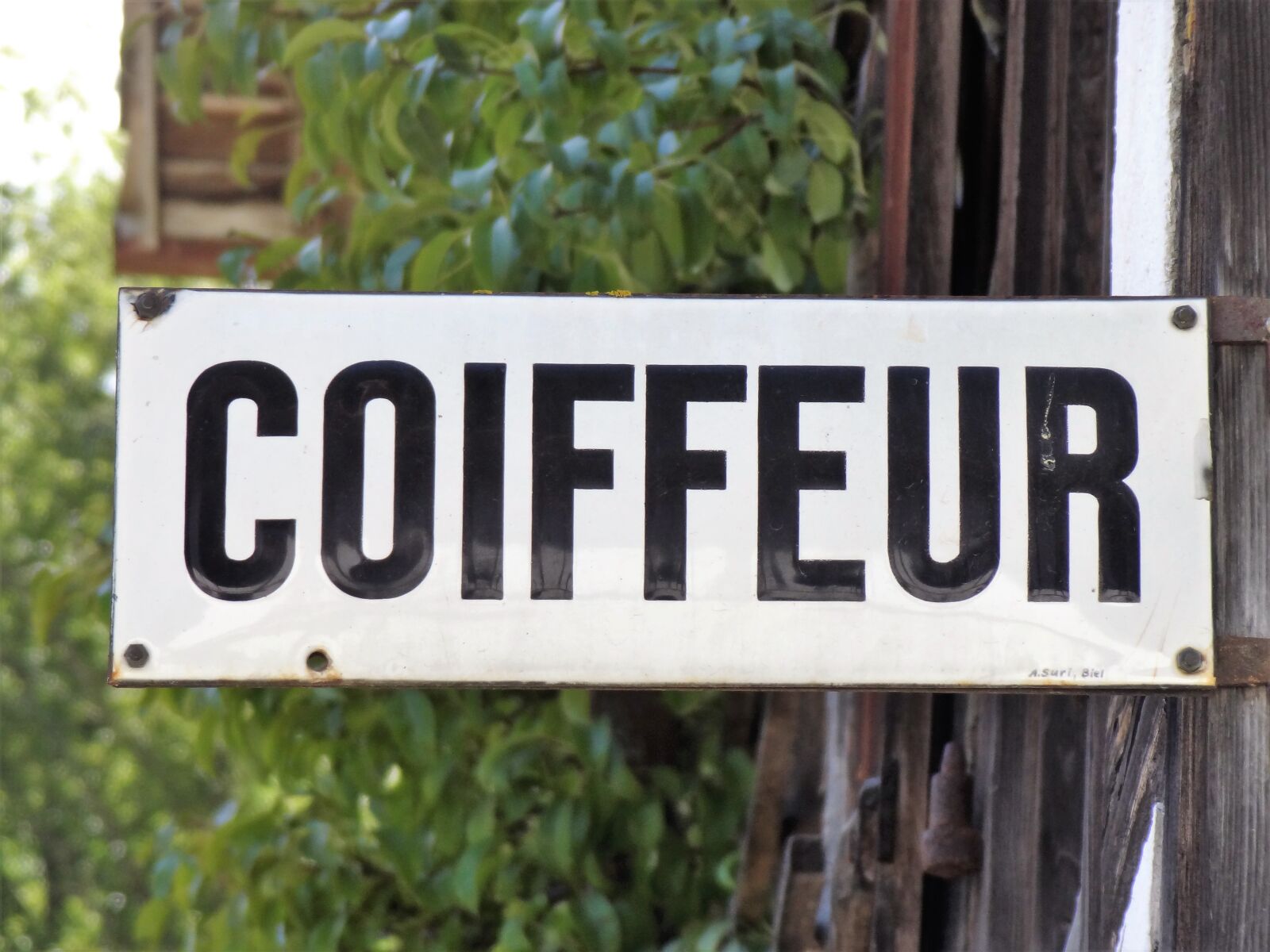 Sony Cyber-shot DSC-HX9V sample photo. Coiffeur, sign, board photography