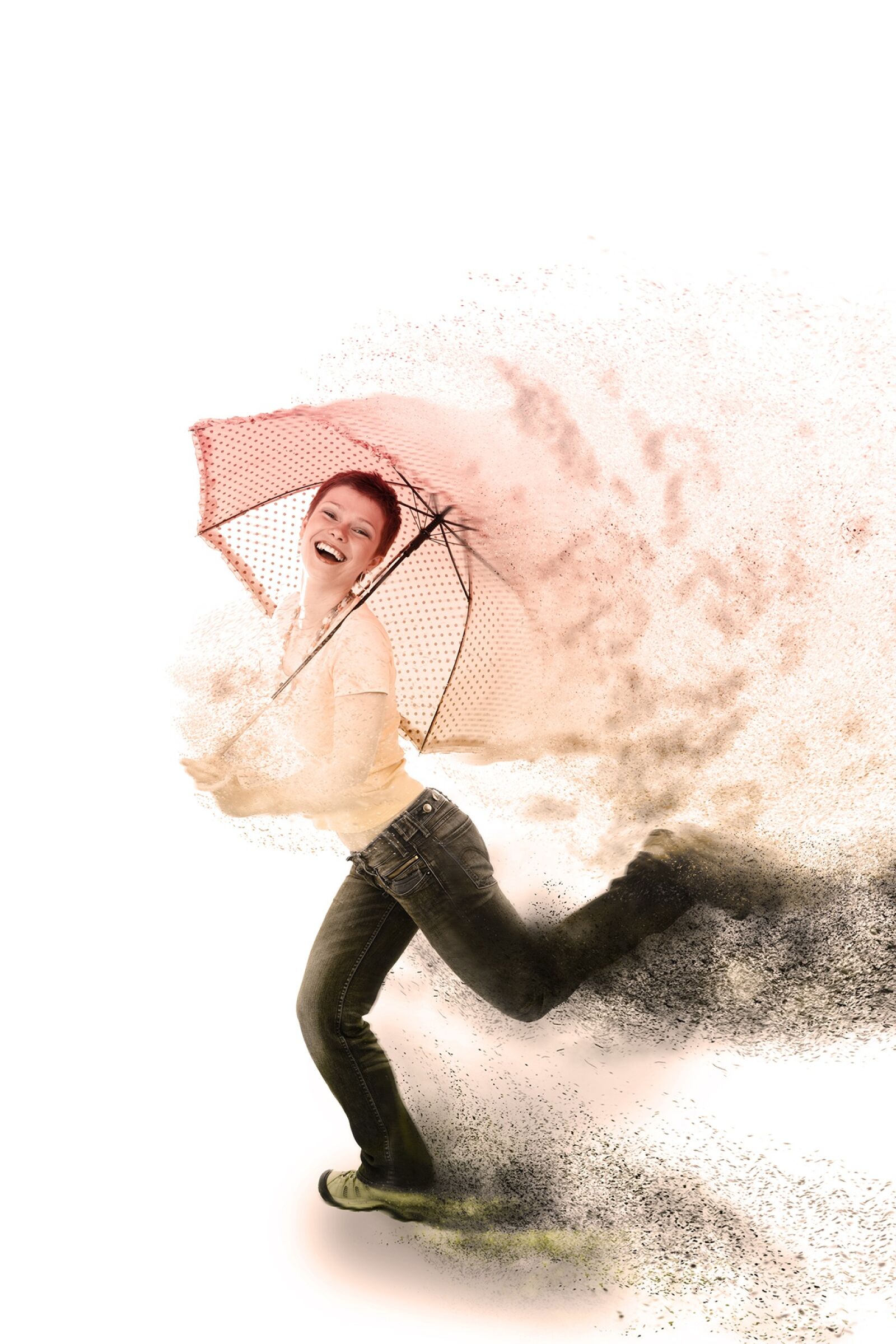 Canon EOS 5D Mark II sample photo. Woman, umbrella, flight photography
