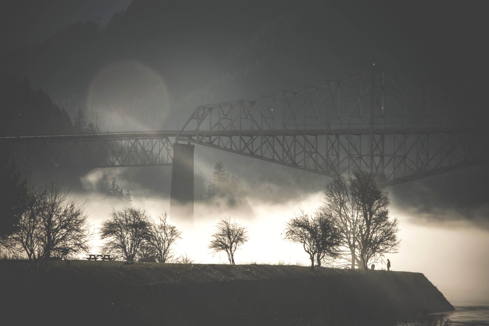 Nikon D5200 sample photo. Night, fog, landscape, bridge photography