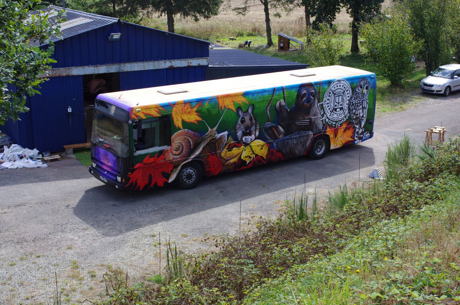 Pentax K-5 sample photo. Graffiti bus, school bus photography