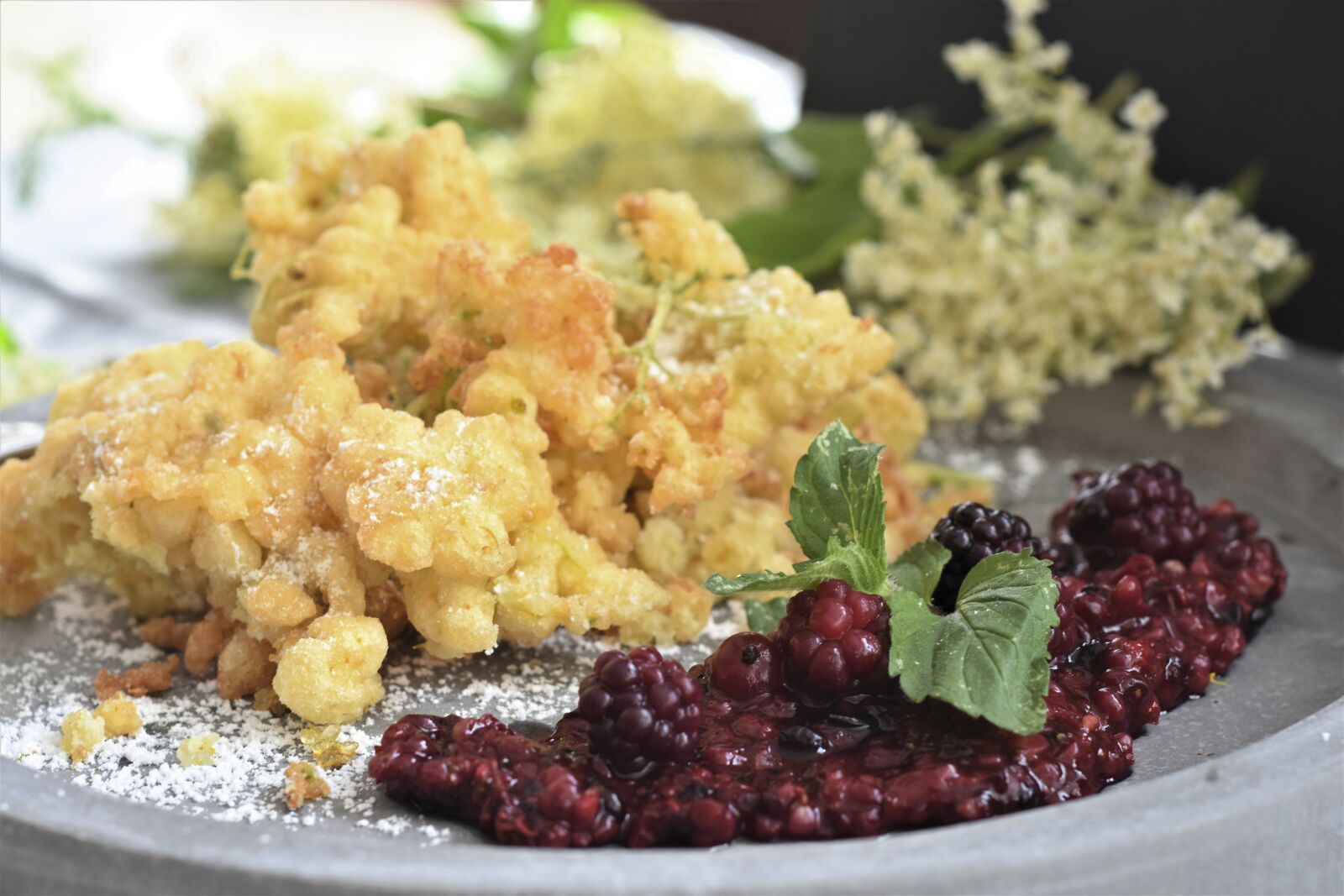 Nikon D7200 sample photo. Elder, elderberry fritters, flowers photography