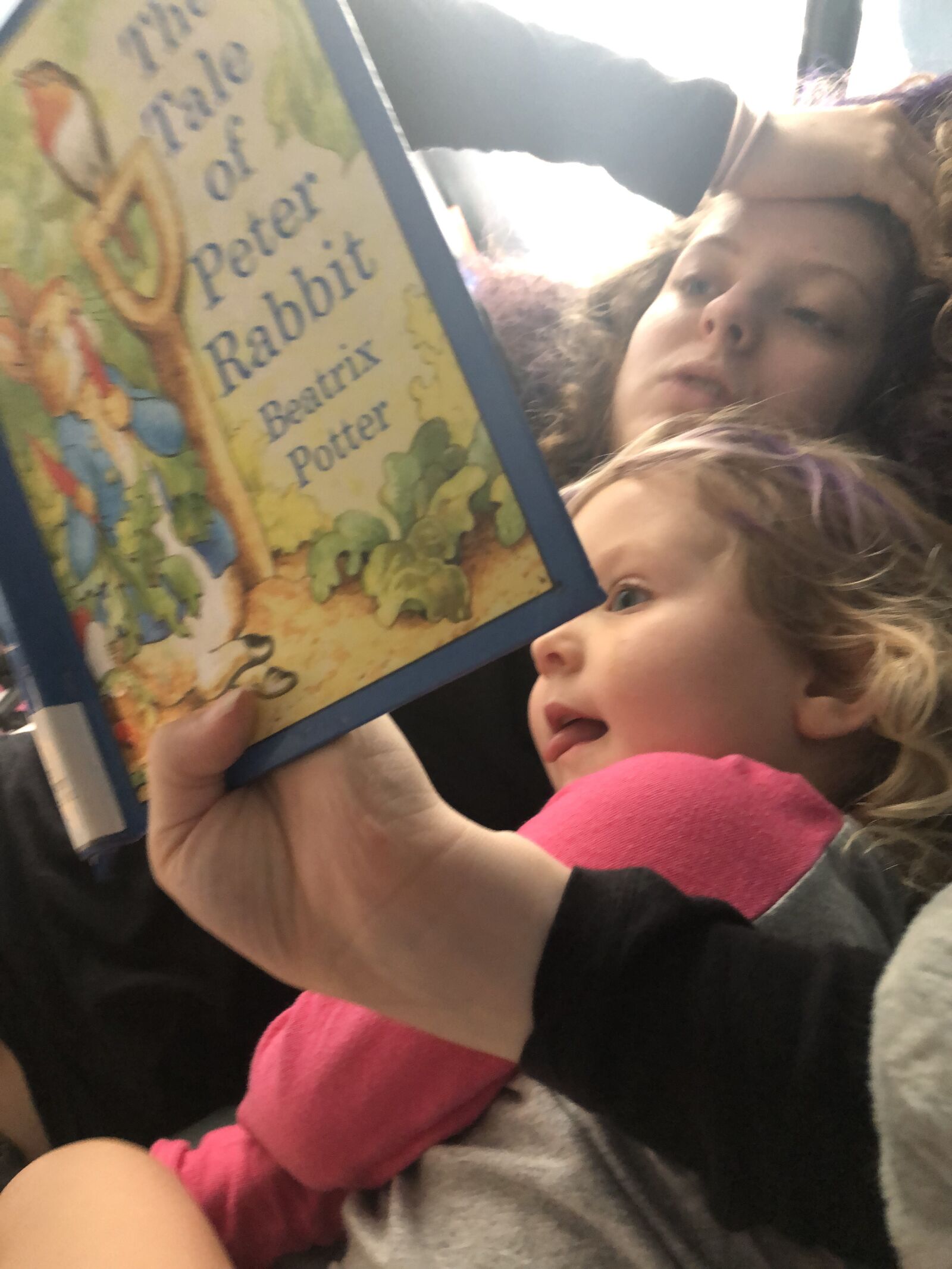 iPhone 8 Plus back dual camera 3.99mm f/1.8 sample photo. Reading to baby, siblings photography