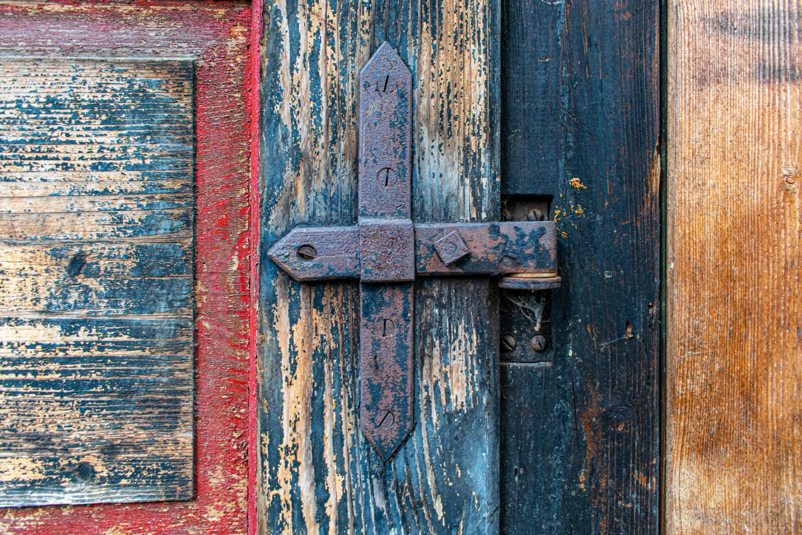 Nikon D5300 sample photo. Wooden door, hinge, metal photography