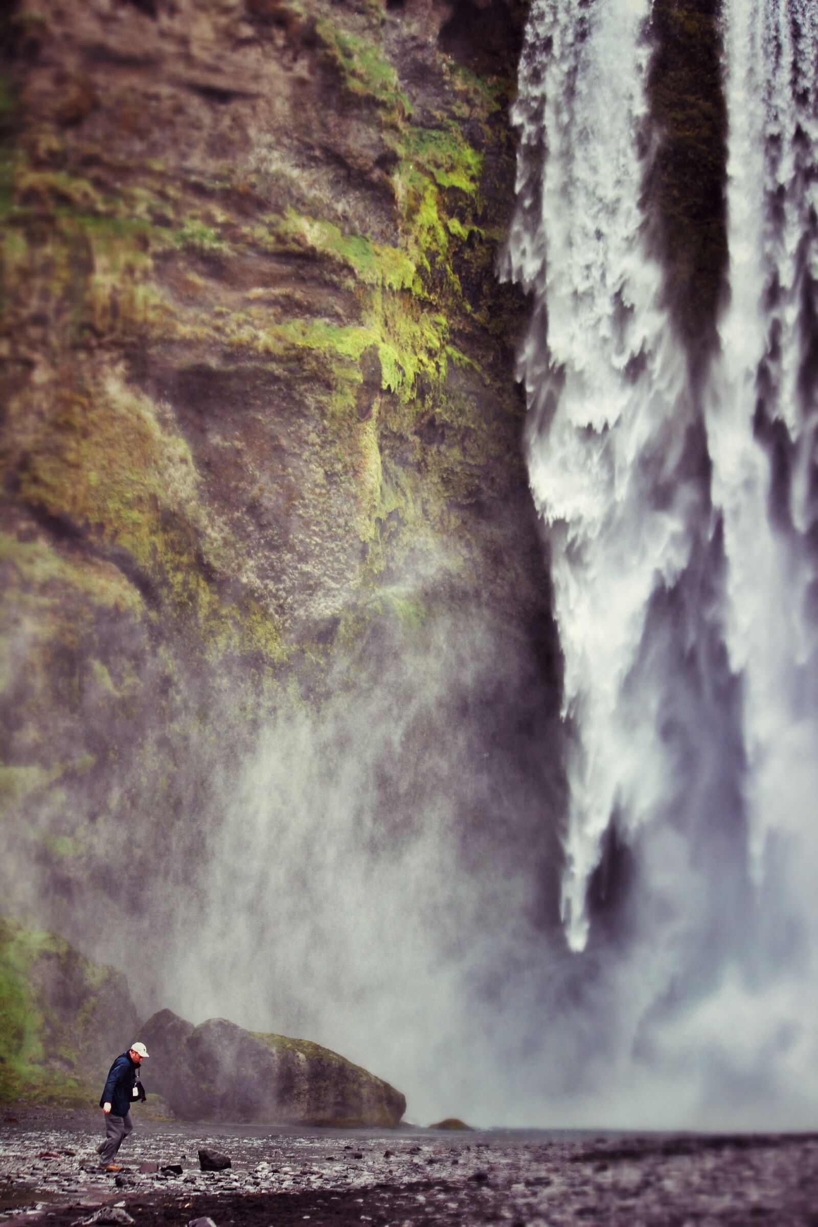 Canon EF-S 55-250mm F4-5.6 IS sample photo. Waterfall, a person, majestic photography