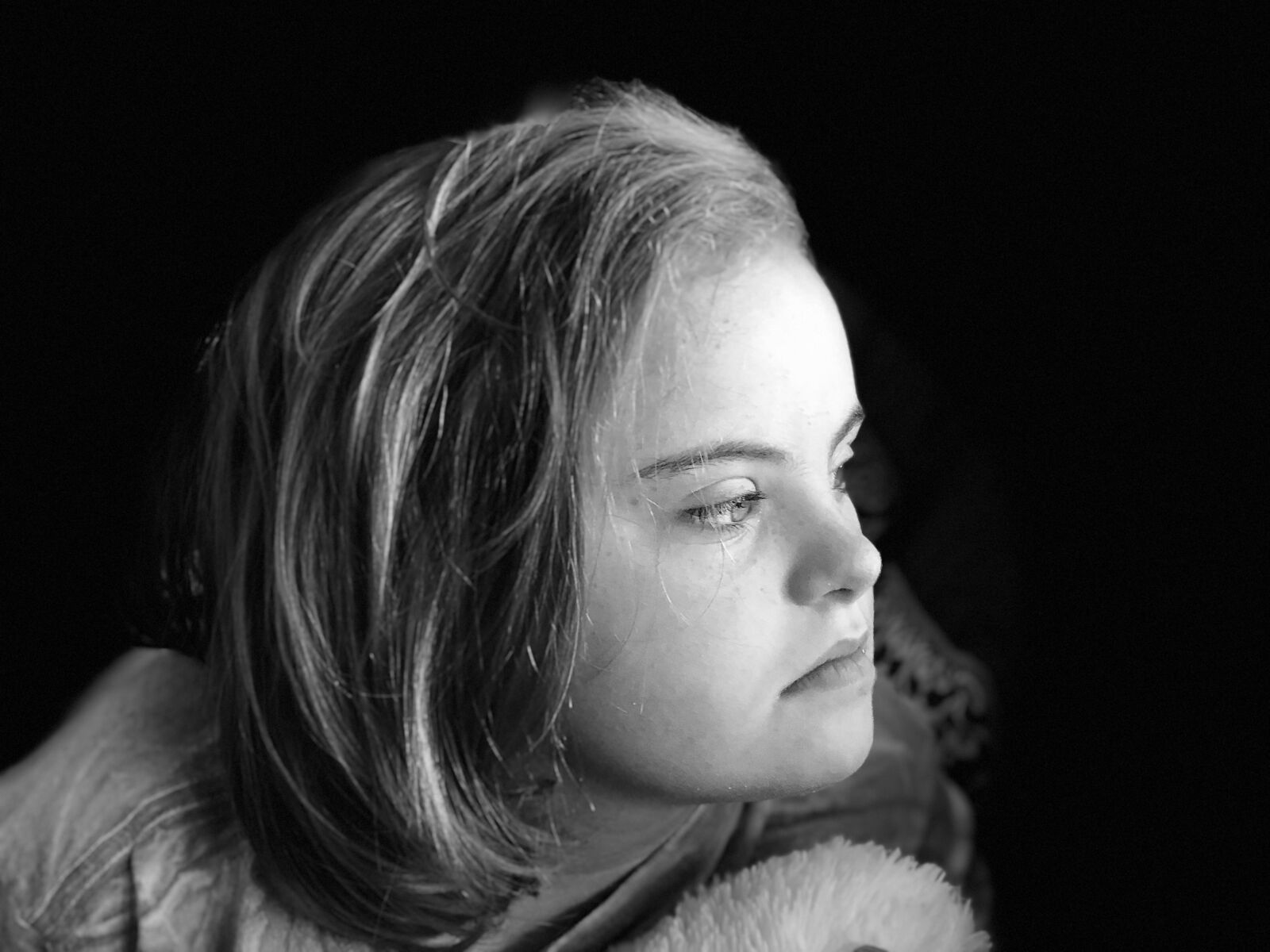 iPhone X back dual camera 6mm f/2.4 sample photo. Down syndrome, girl, jill photography