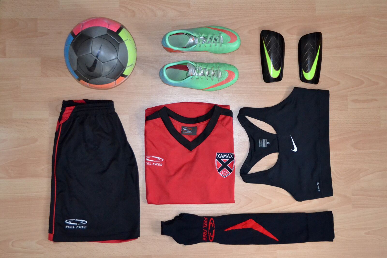 Nikon D3100 sample photo. Ball, equipment, football, knolling photography