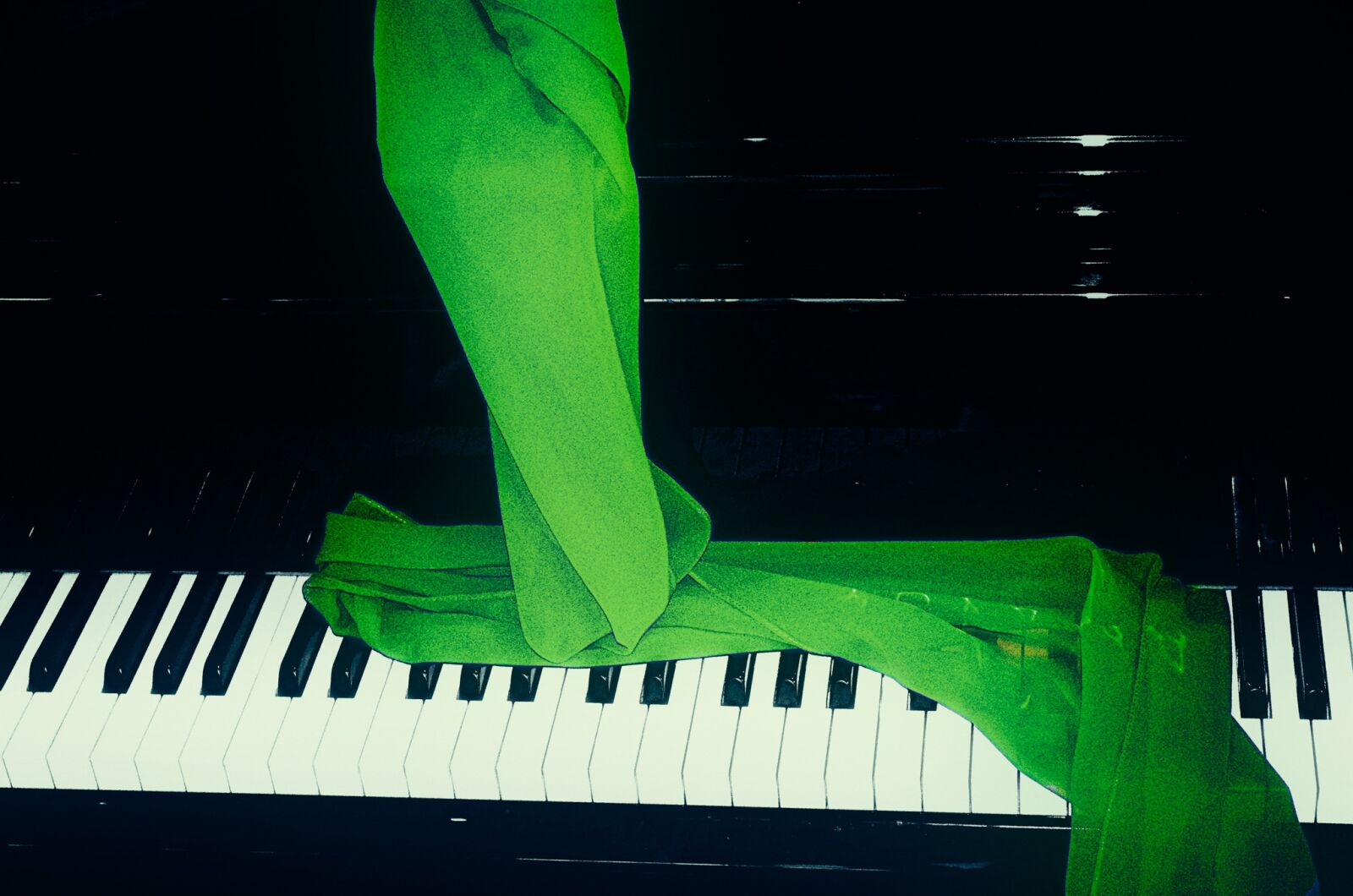 Nikon D5100 sample photo. Piano, green scarf, music photography