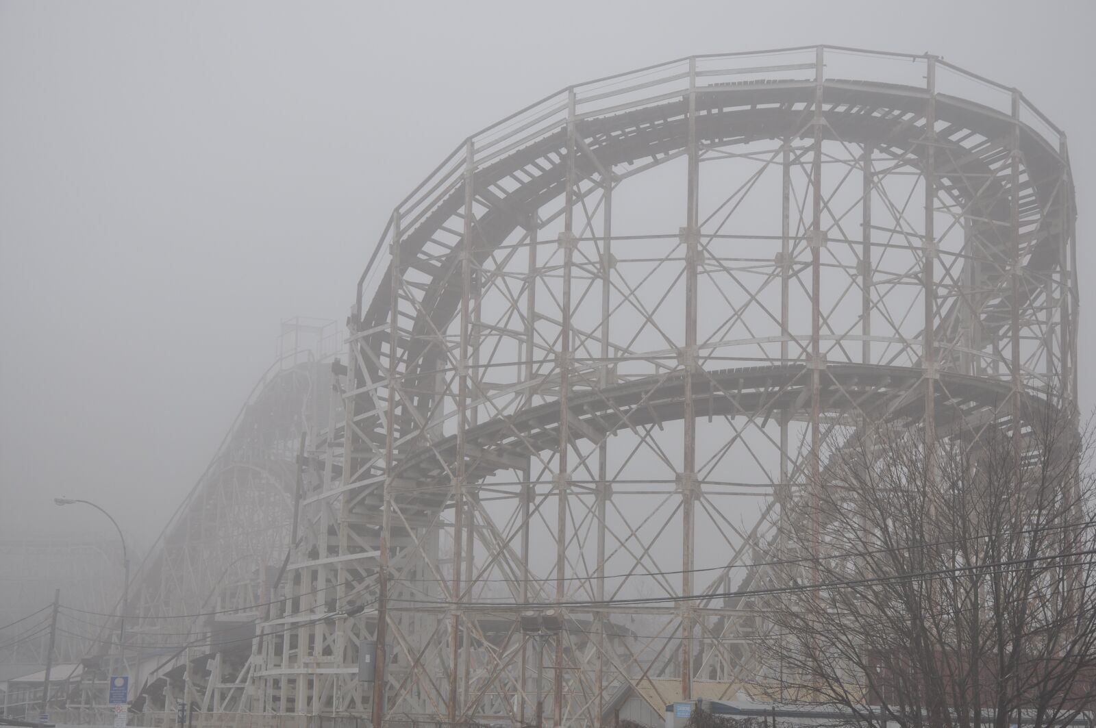 Nikon D90 sample photo. Fog, roller coaster, brooklyn photography