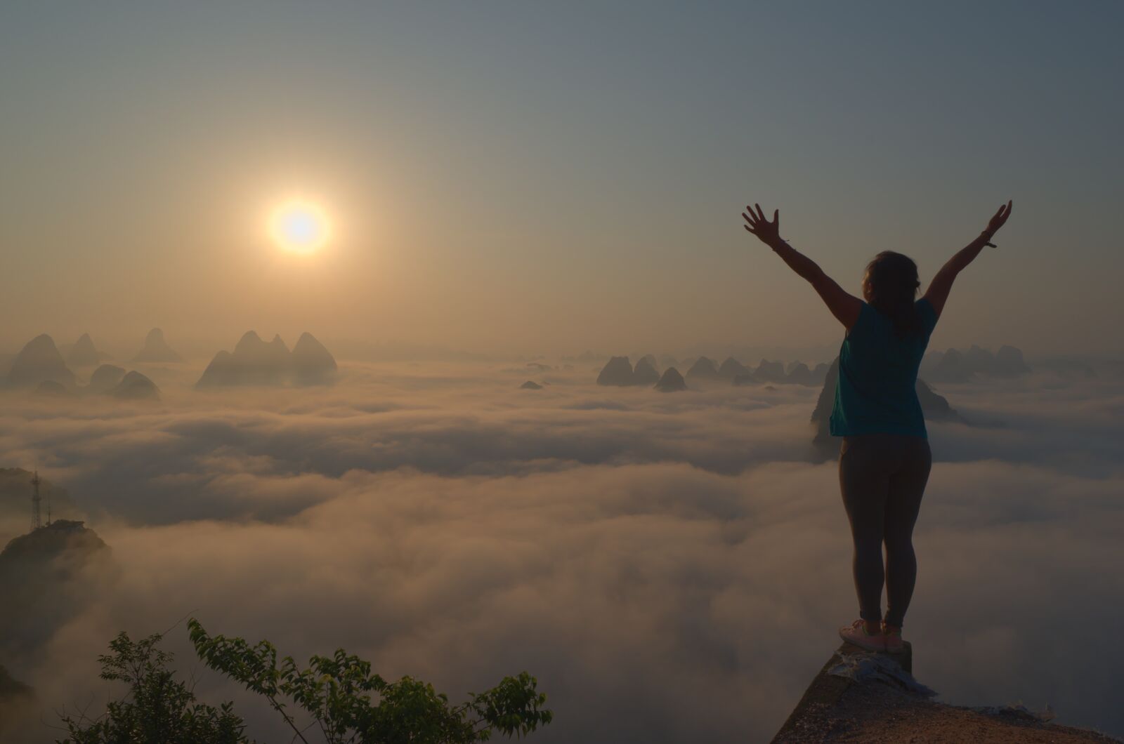 Nikon D5500 sample photo. Sunrise, yangshuo, china photography