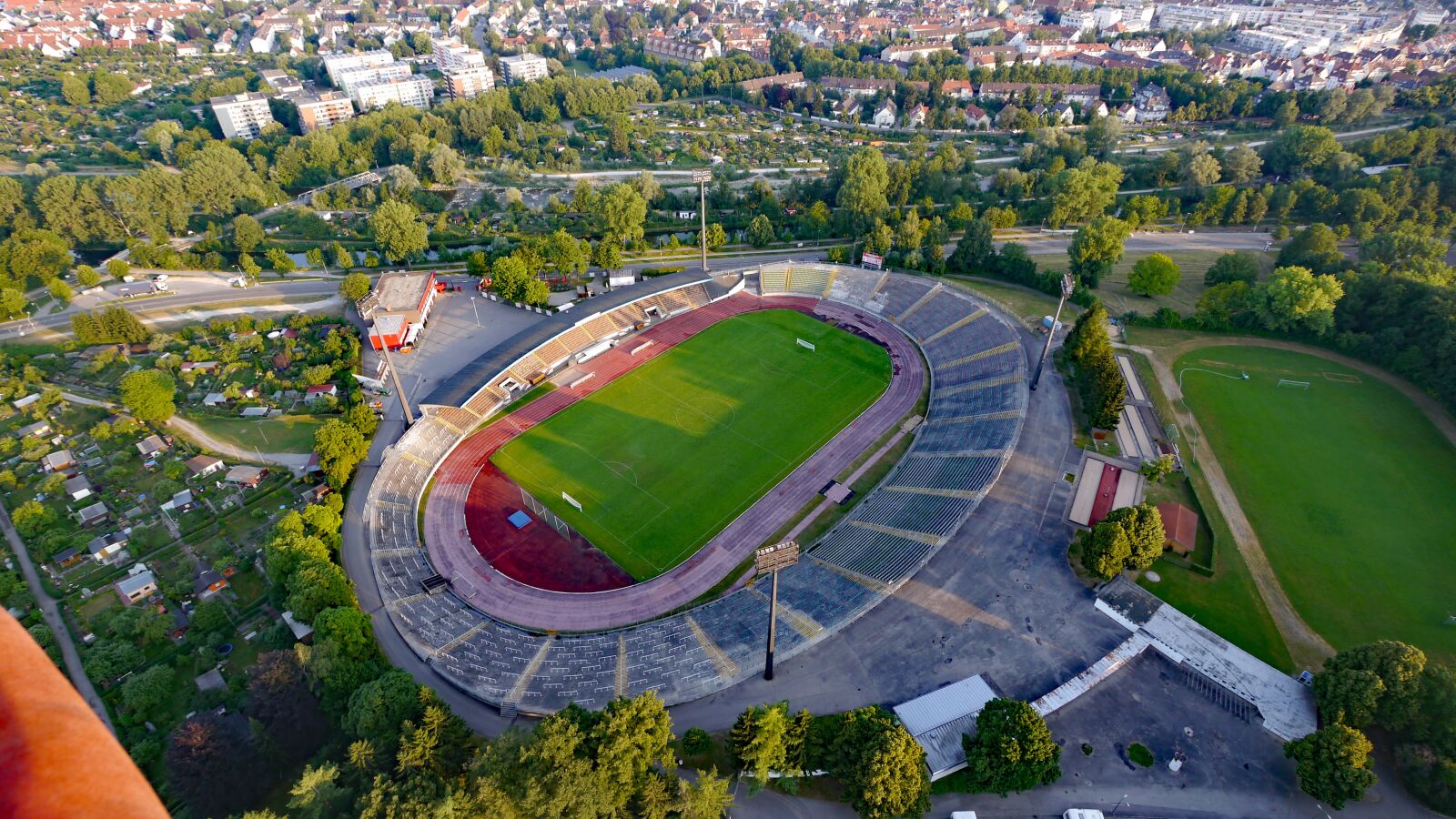 Panasonic Lumix DMC-G5 sample photo. Football stadium, augsburg, aerial photography