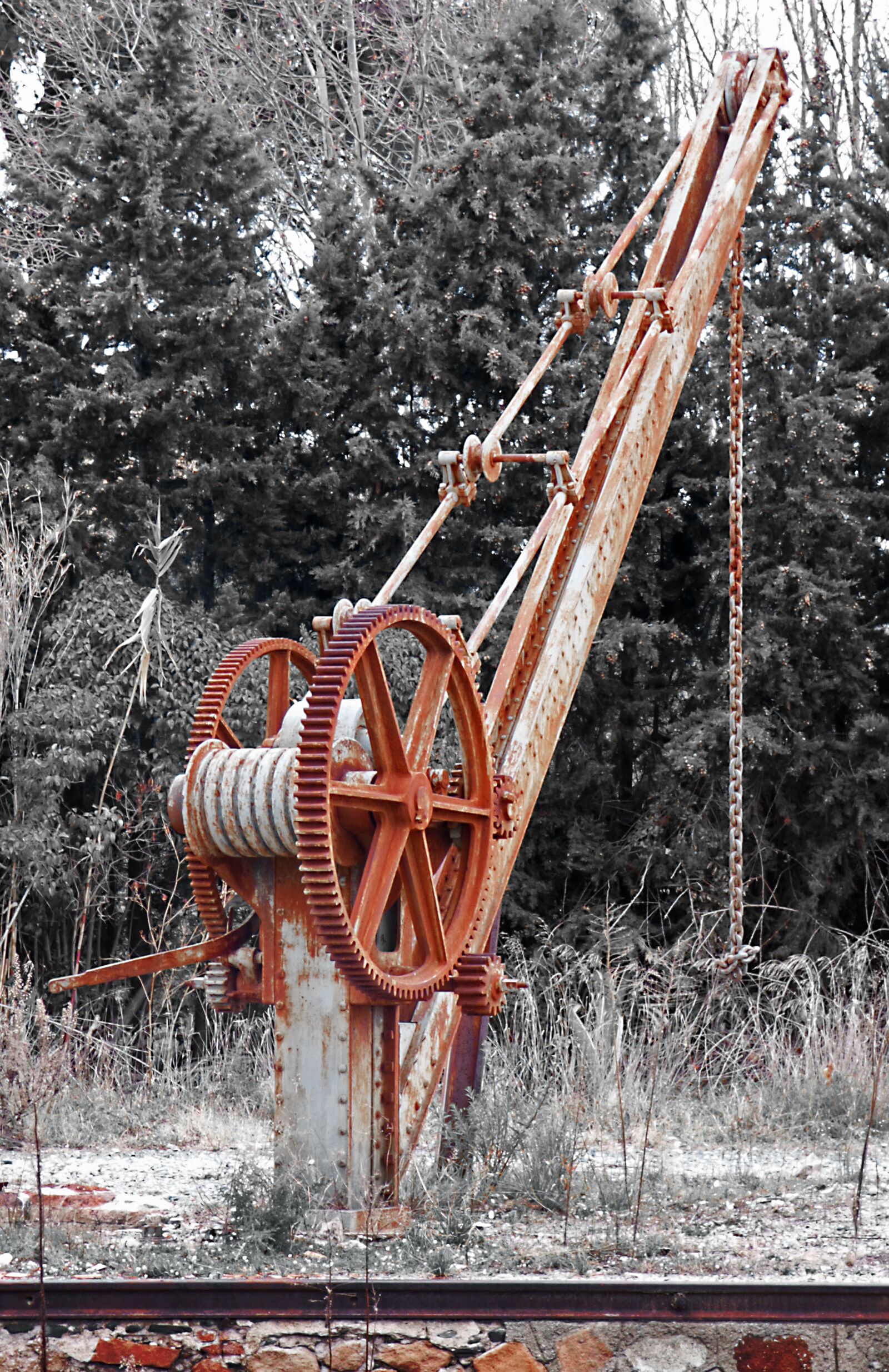 Panasonic Lumix DMC-FZ70 sample photo. Crane, old, vintage photography