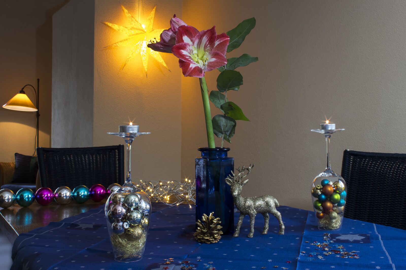 Canon EOS 1300D (EOS Rebel T6 / EOS Kiss X80) sample photo. Christmas, amaryllis, star photography
